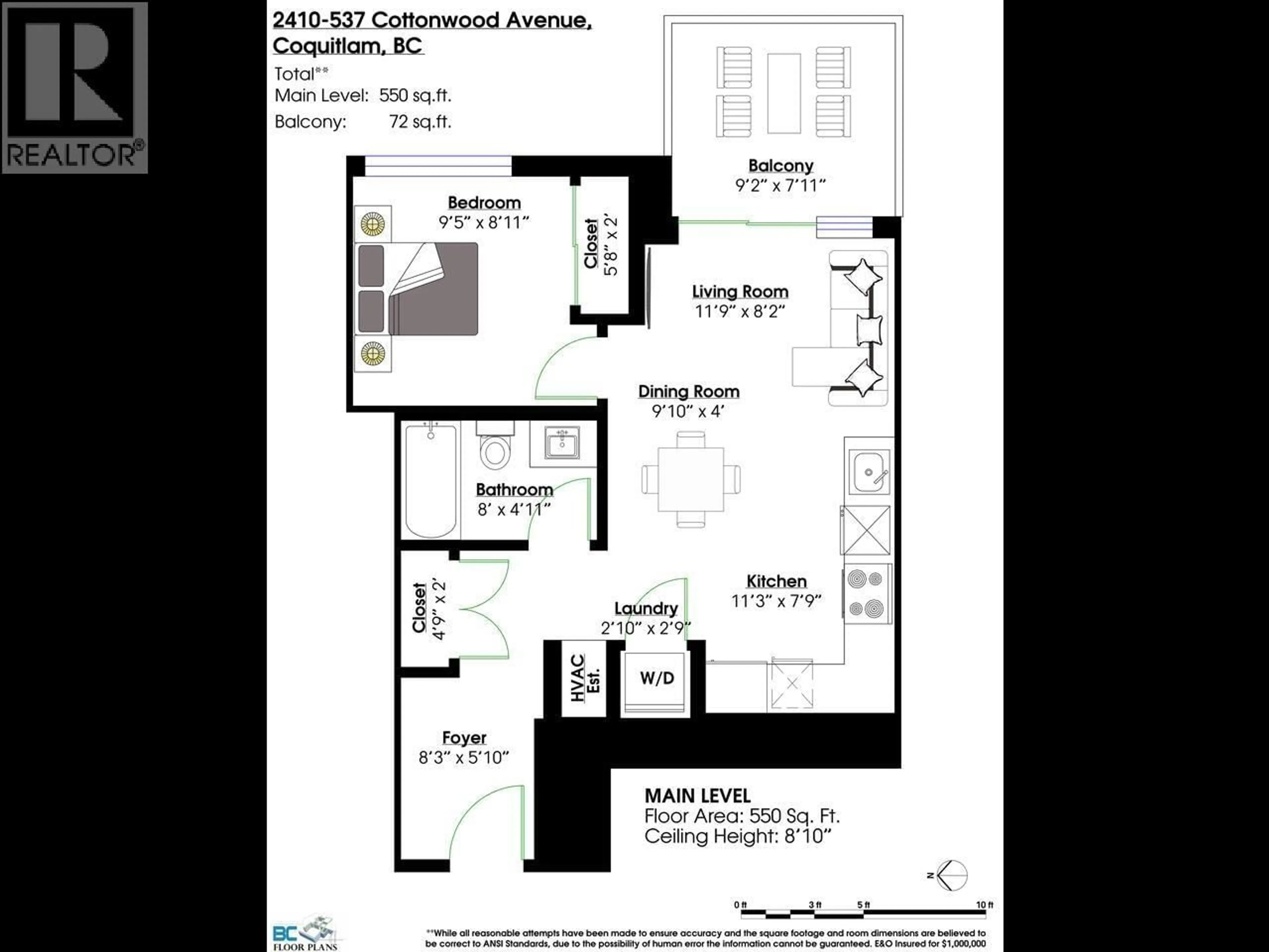 Floor plan for 2410 - 537 COTTONWOOD AVENUE, Coquitlam British Columbia V3J0S4