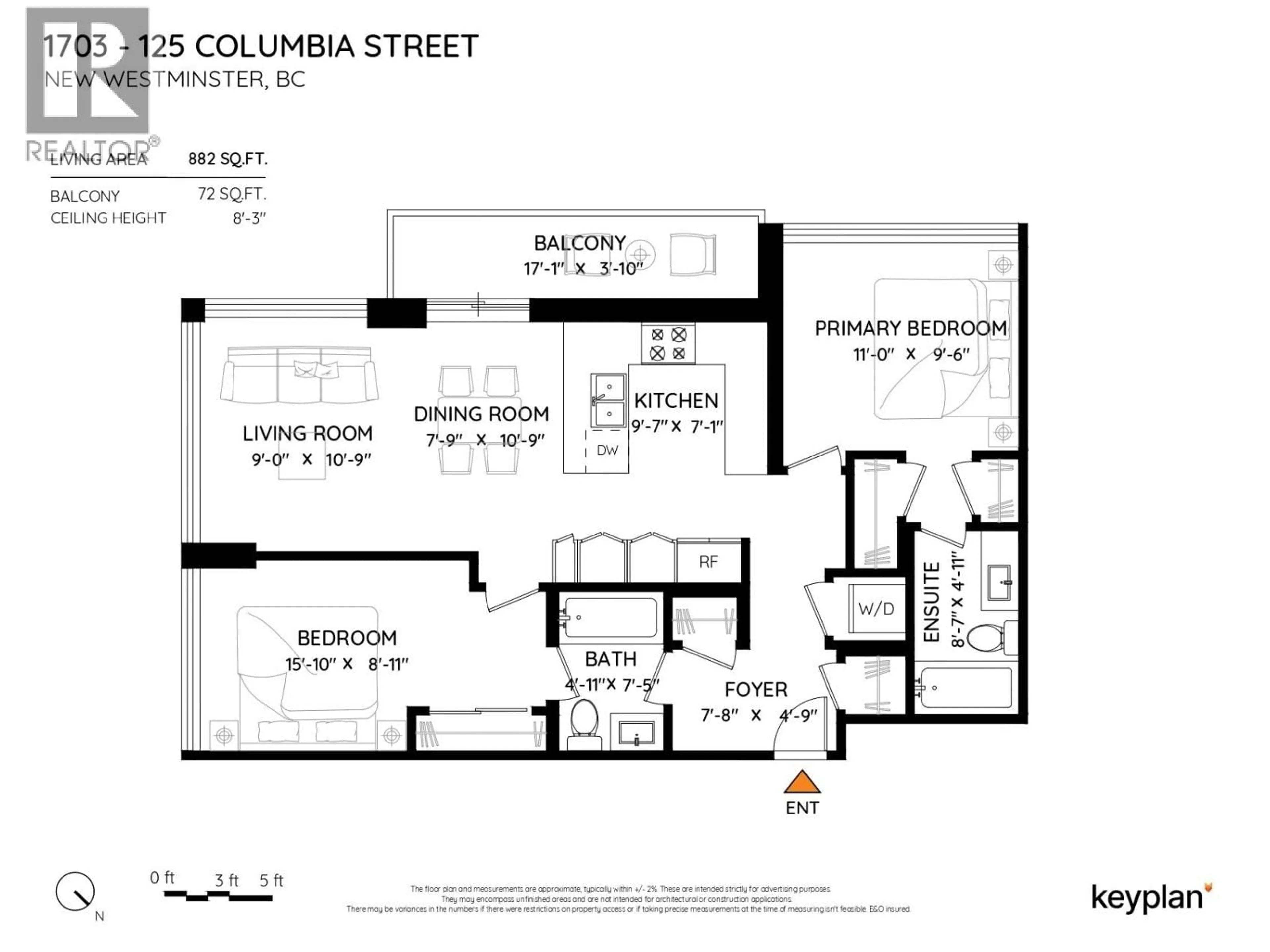 Floor plan for 1703 - 125 COLUMBIA STREET, New Westminster British Columbia V3L0G8