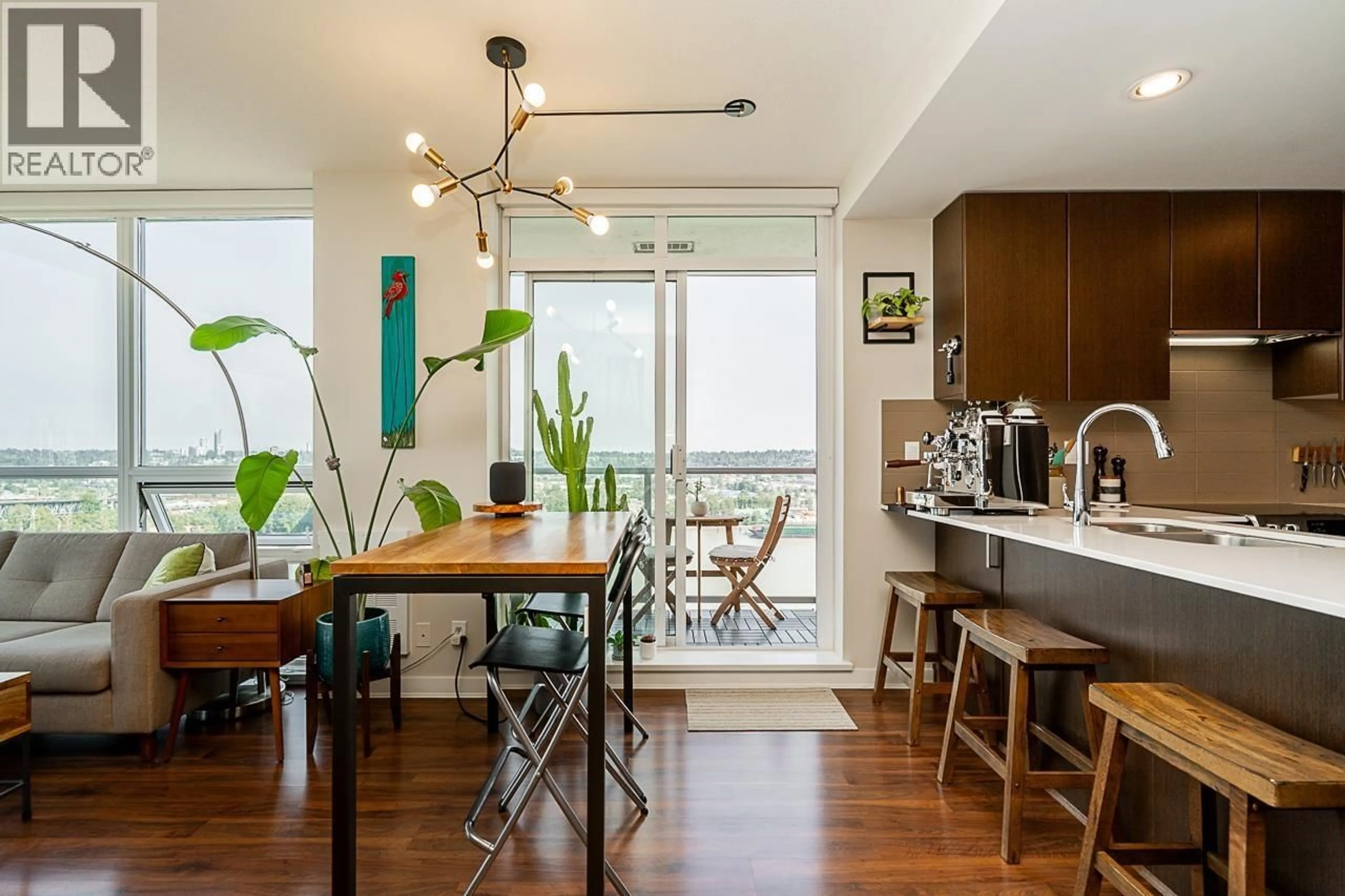 Open concept kitchen, wood/laminate floor for 1703 - 125 COLUMBIA STREET, New Westminster British Columbia V3L0G8