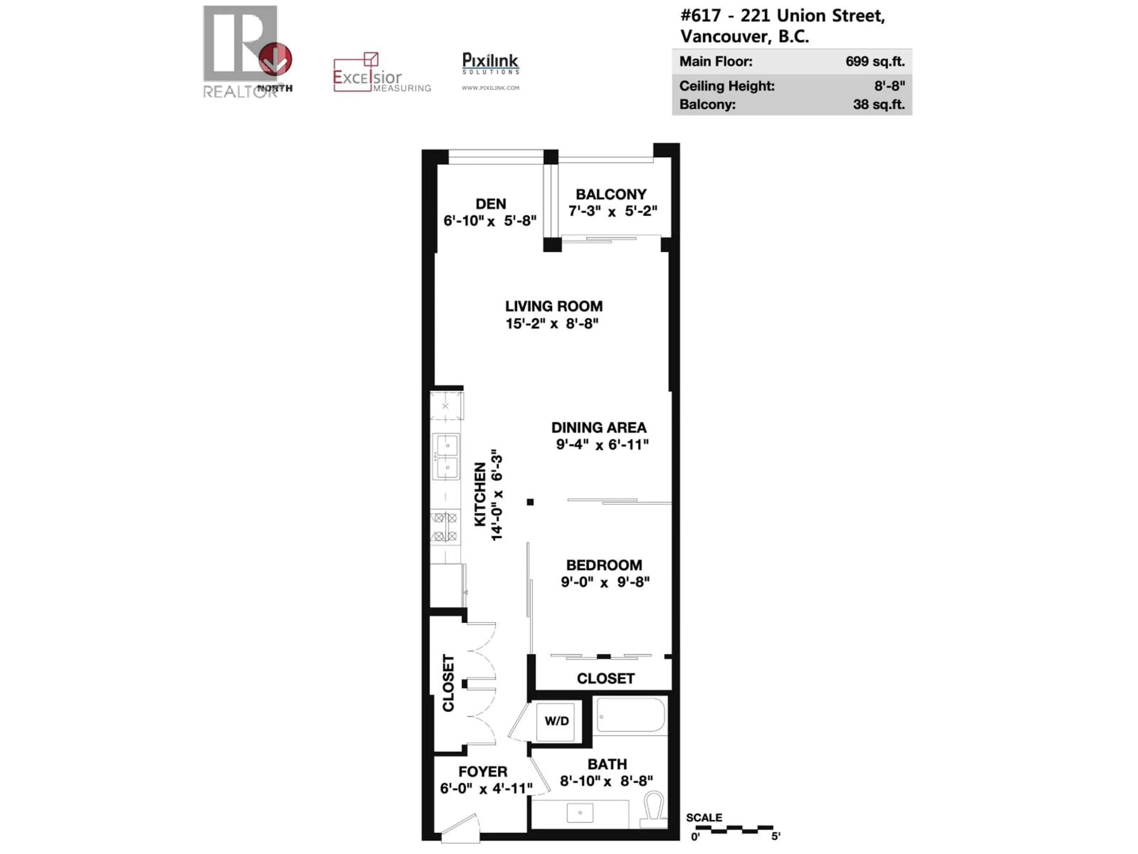 Floor plan for 617 - 221 UNION STREET, Vancouver British Columbia V6A0B4