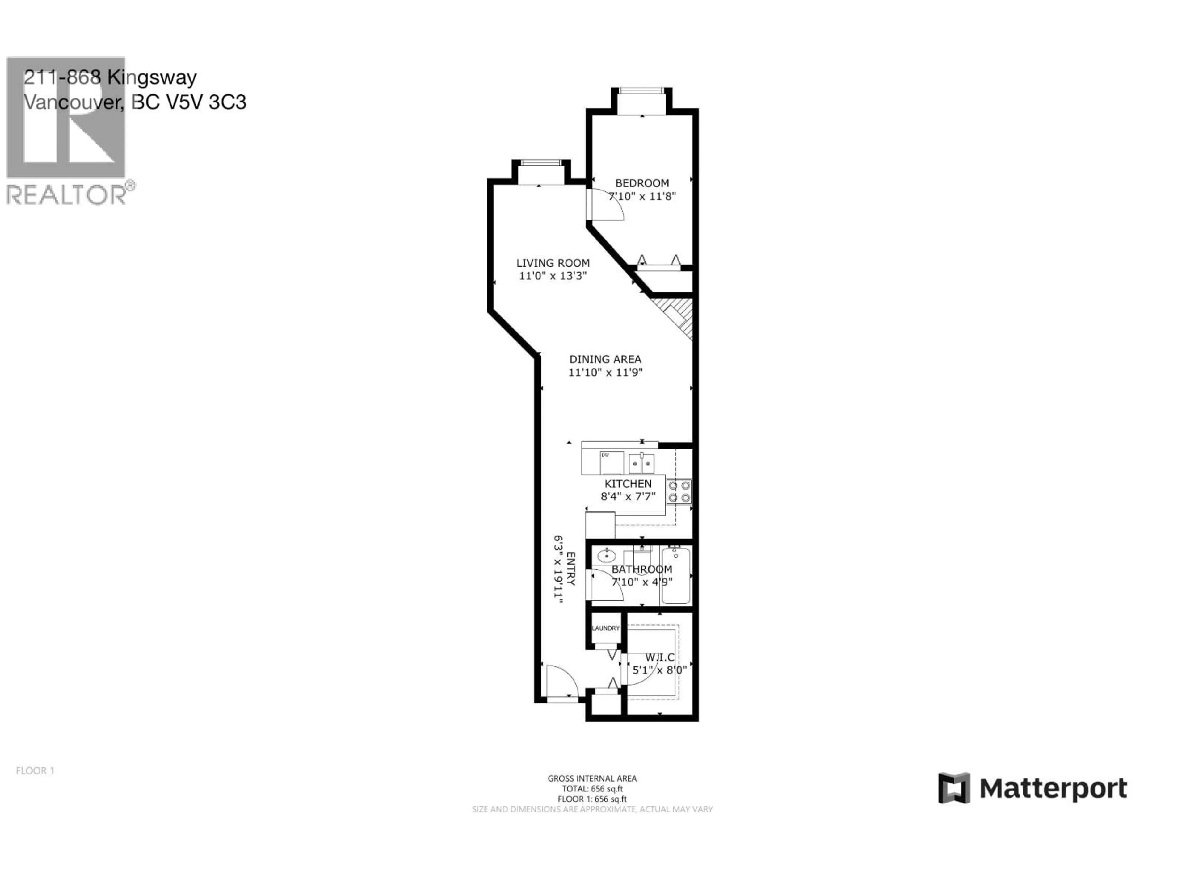 Floor plan for 211 - 868 KINGSWAY, Vancouver British Columbia V5V3C3
