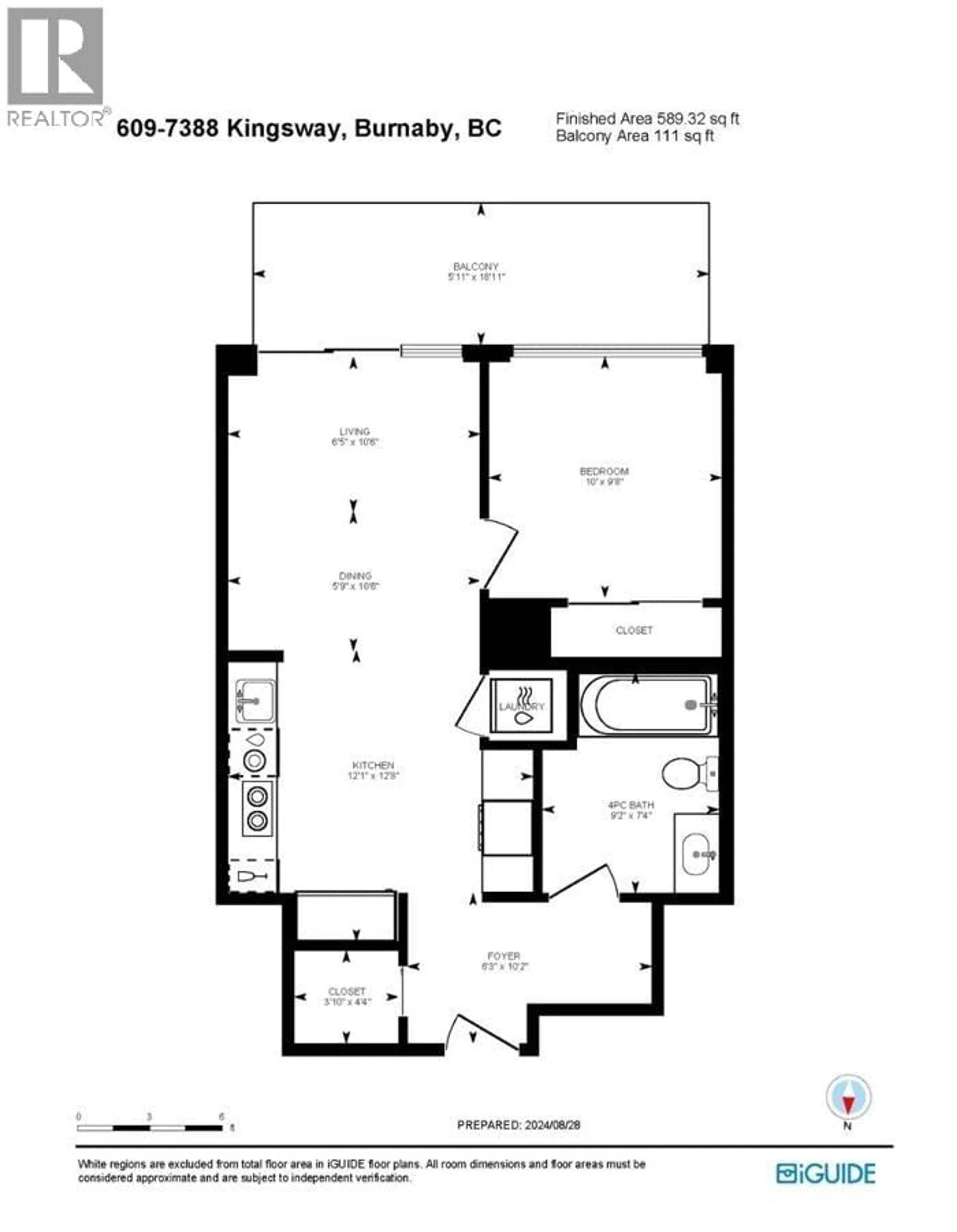 Floor plan for 609 - 7388 KINGSWAY STREET, Burnaby British Columbia V3N0G9