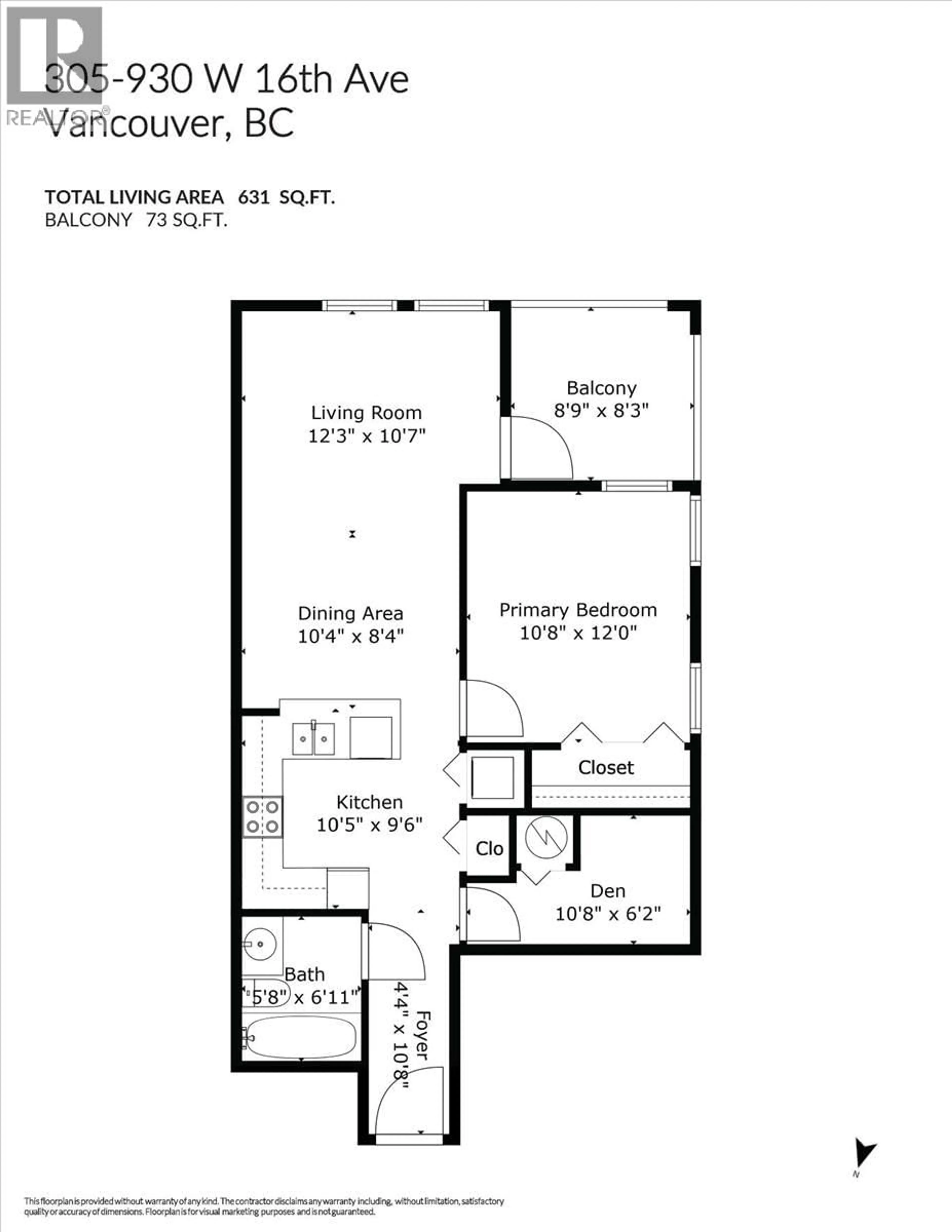 Floor plan for 305 - 930 16TH AVENUE, Vancouver British Columbia V5Z1T2
