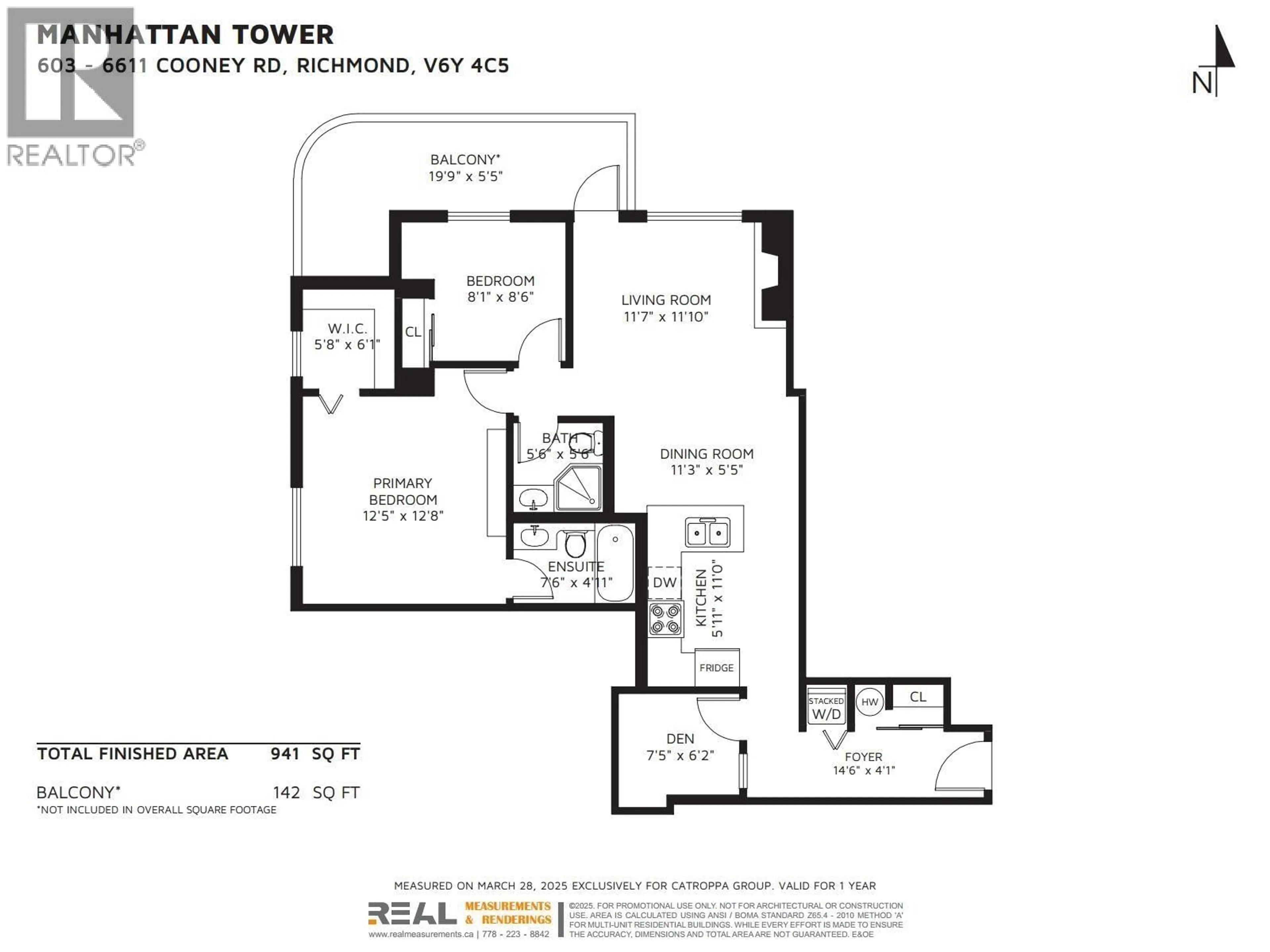 Floor plan for 603 - 6611 COONEY ROAD, Richmond British Columbia V6Y4C5