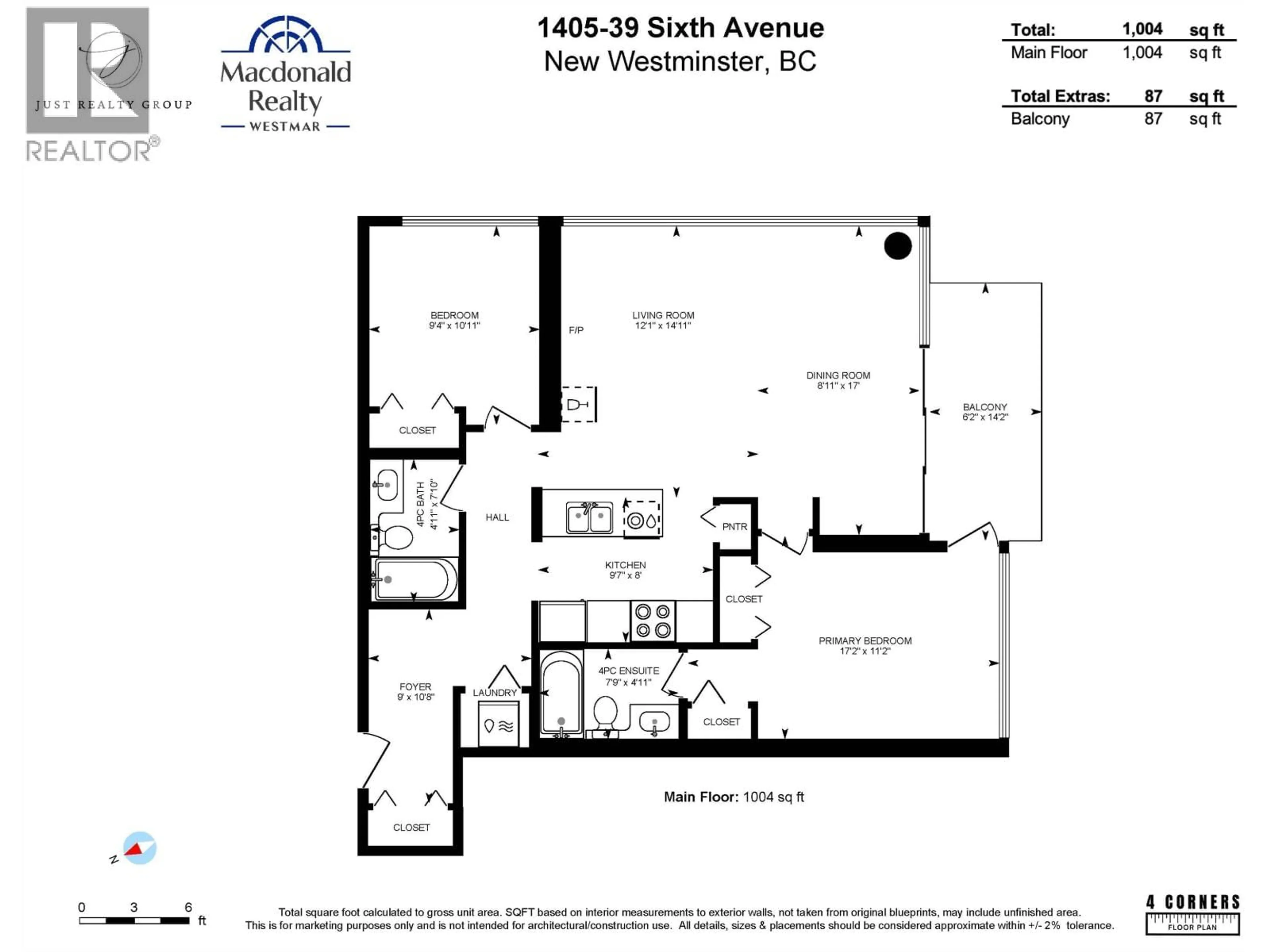 Floor plan for 1405 - 39 SIXTH STREET, New Westminster British Columbia V3L0B3