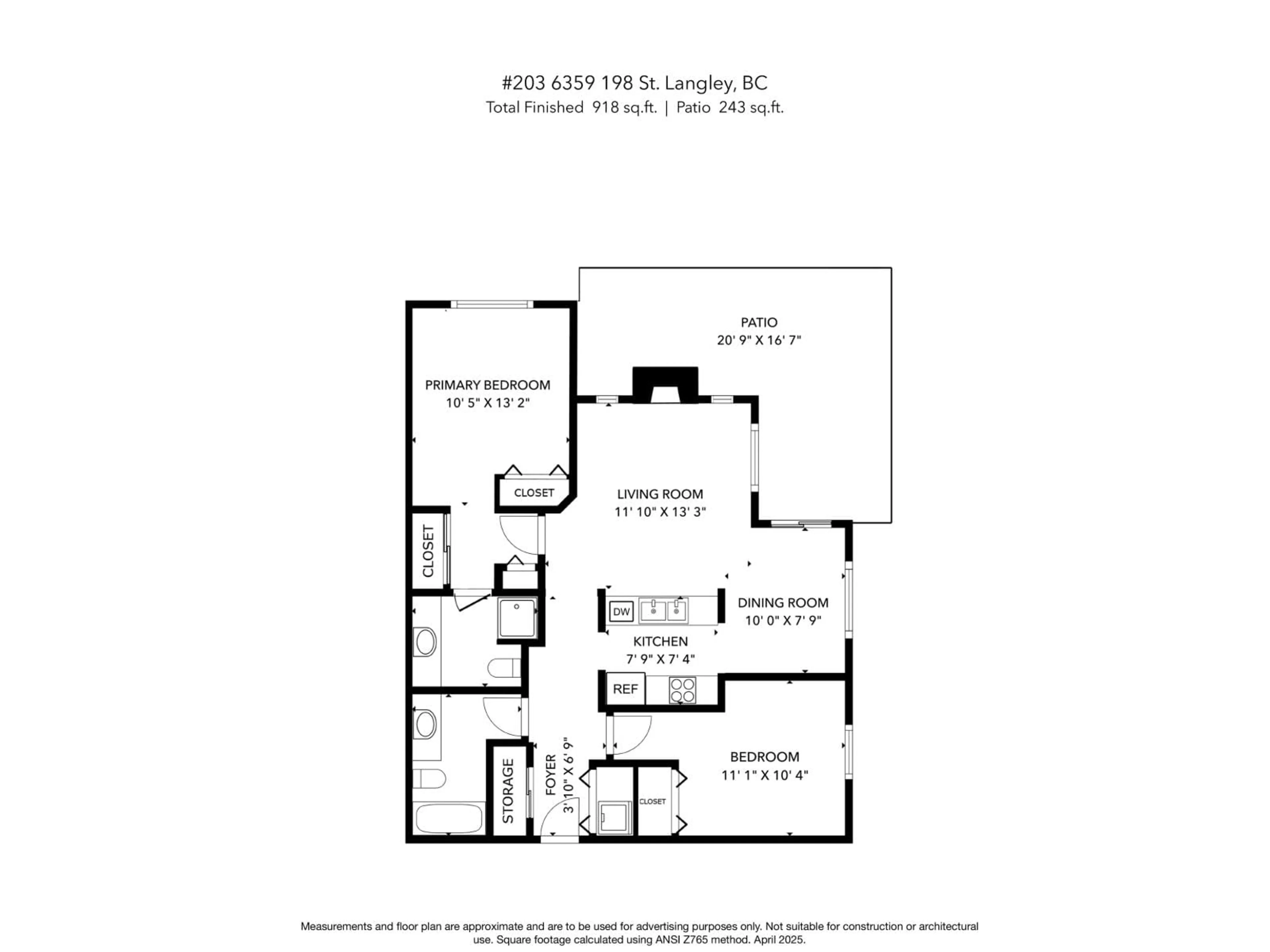 Floor plan for 203 - 6359 198, Langley British Columbia V2Y2E3