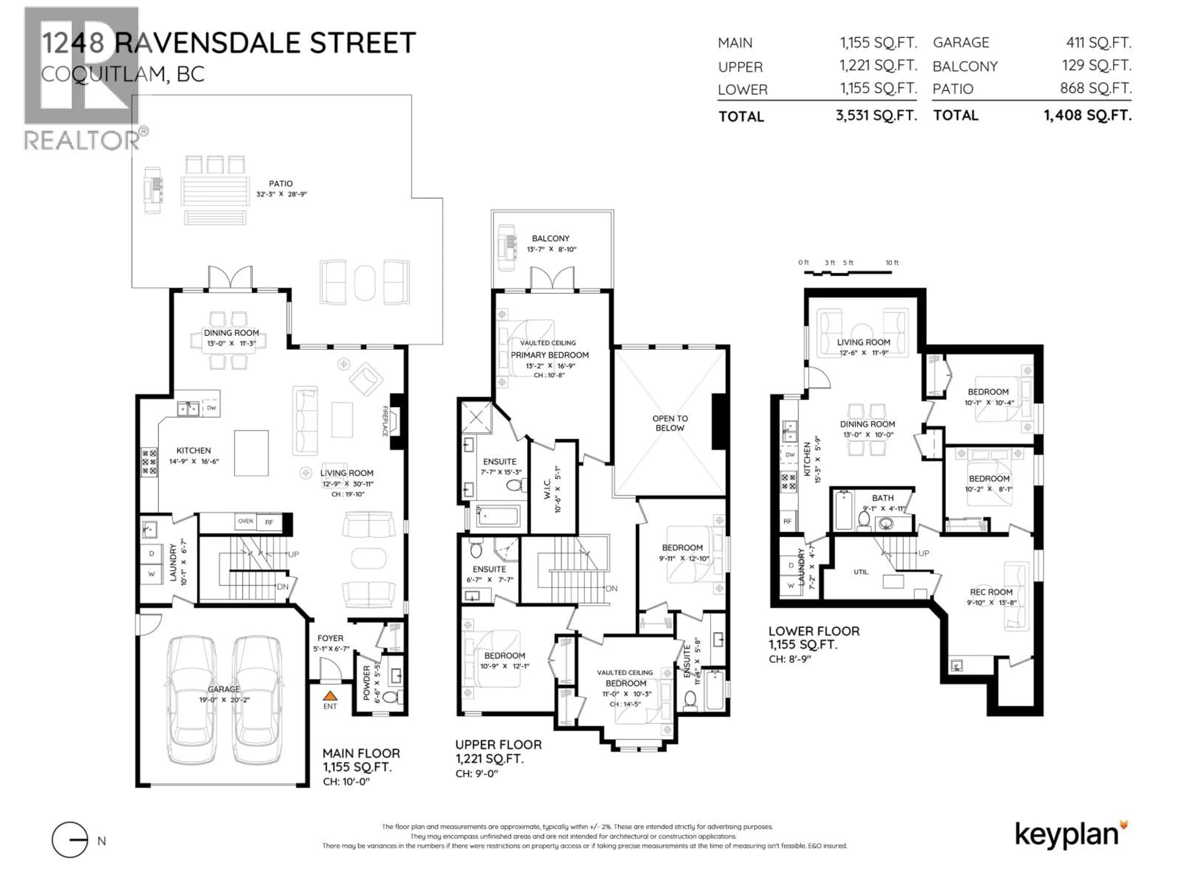 Floor plan for 1248 RAVENSDALE STREET, Coquitlam British Columbia V3B0E8