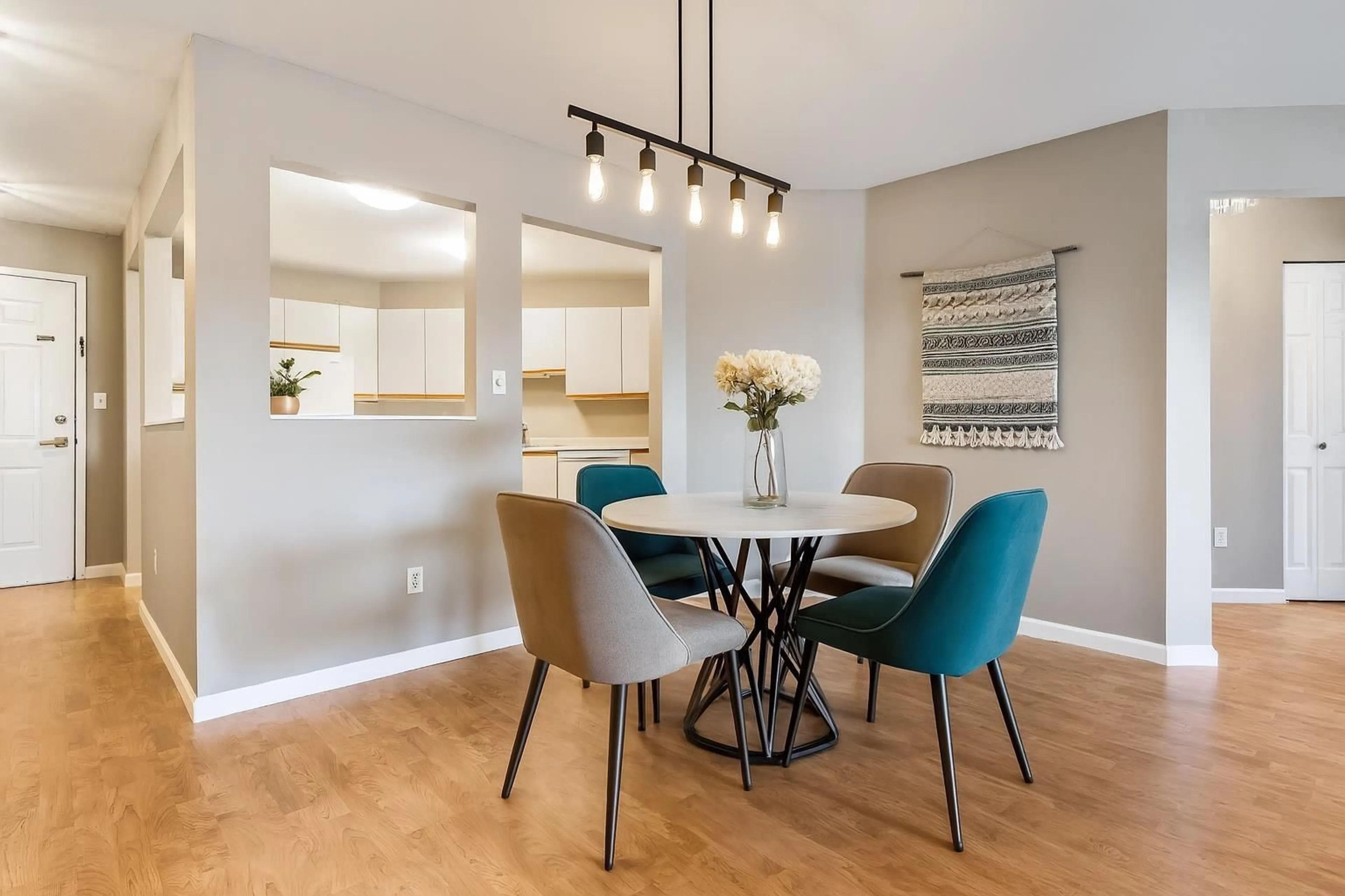 Dining room, wood/laminate floor for 205 - 7651 AMBER DRIVE, Chilliwack British Columbia V2R3J6