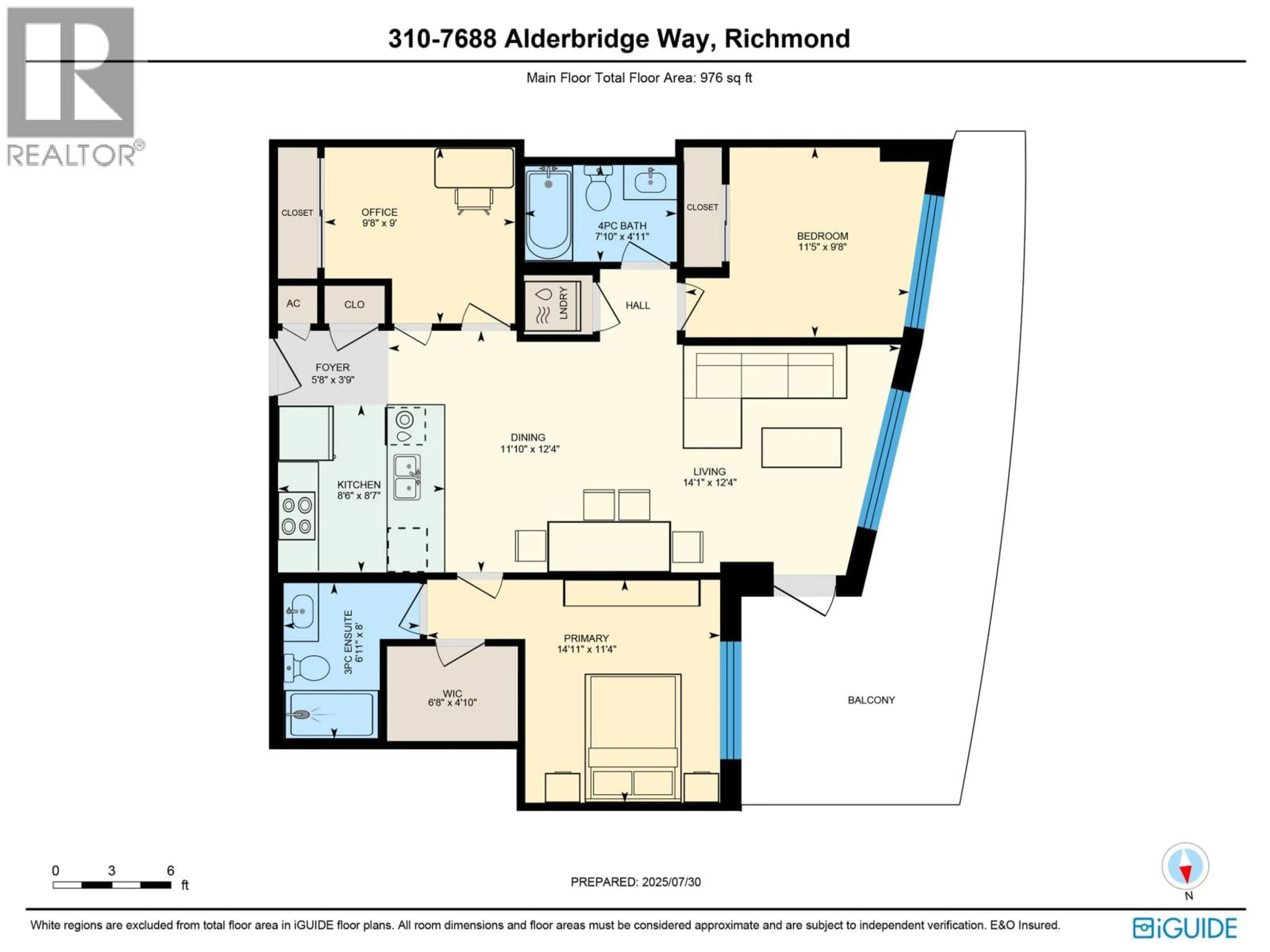 Floor plan for 310 - 7688 ALDERBRIDGE WAY WAY, Richmond British Columbia V6X0P7