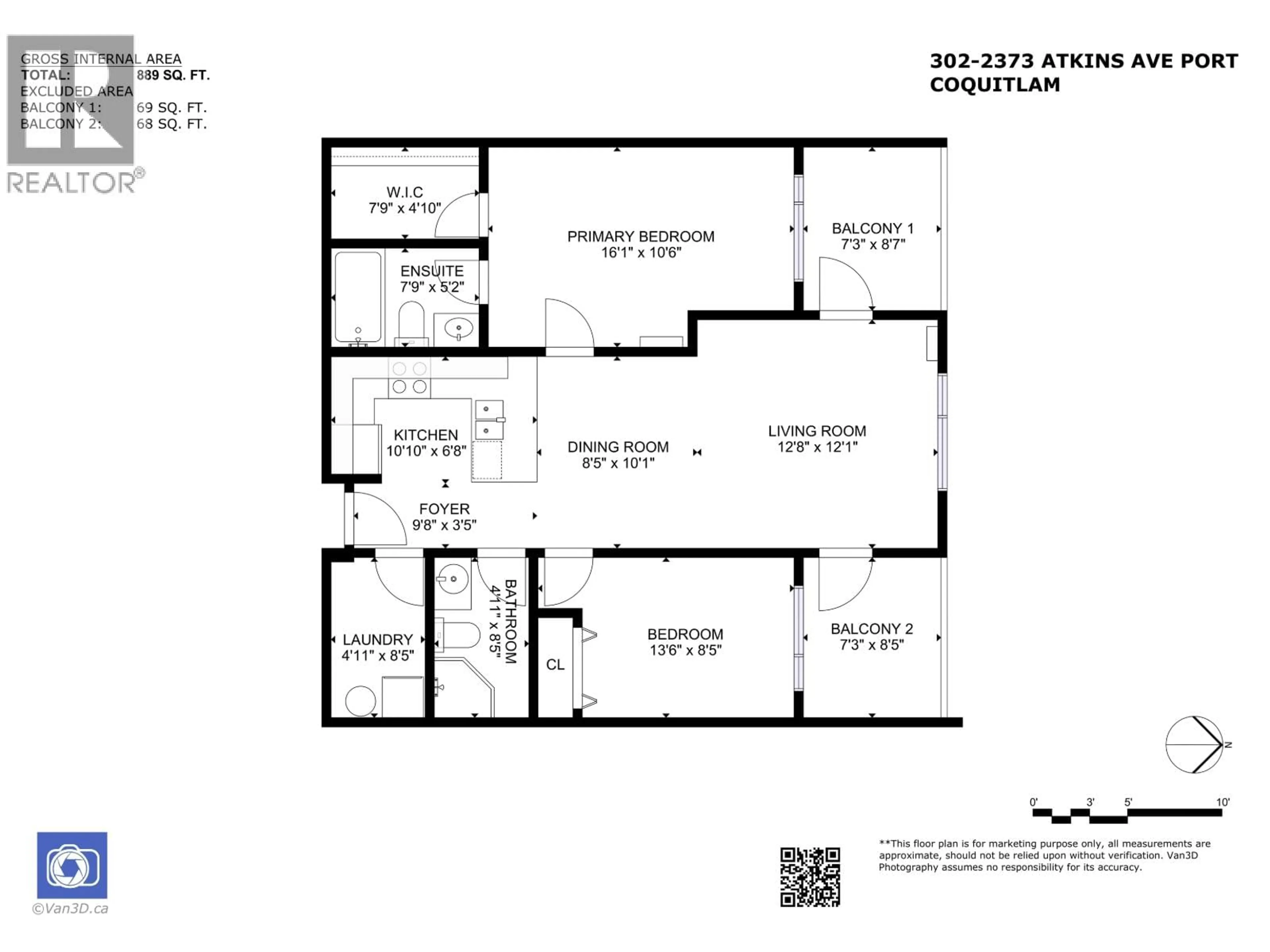 Floor plan for 302 - 2373 ATKINS AVENUE, Port Coquitlam British Columbia V3C1Y7