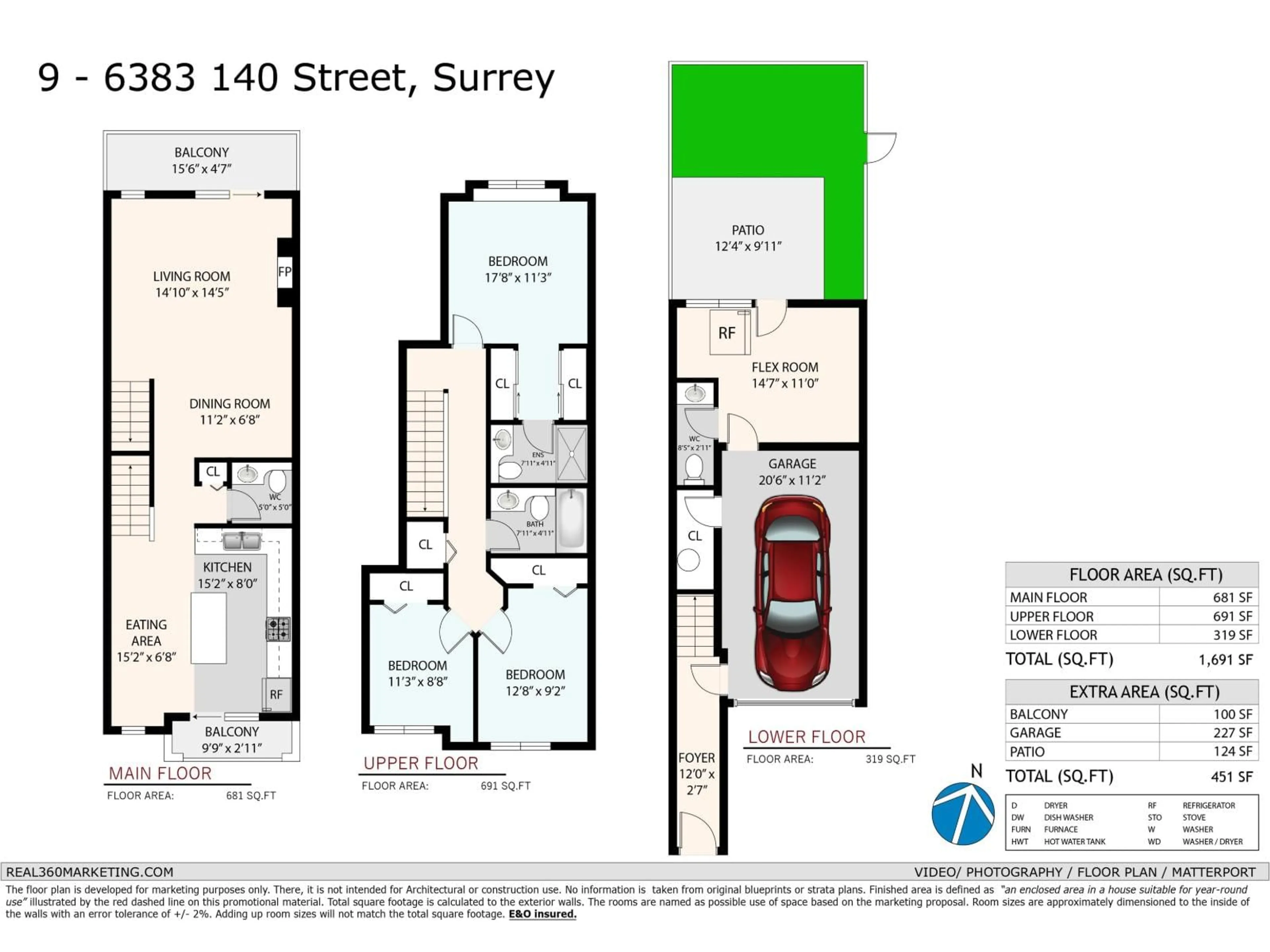 Floor plan for 9 - 6383 140, Surrey British Columbia V3W0E9
