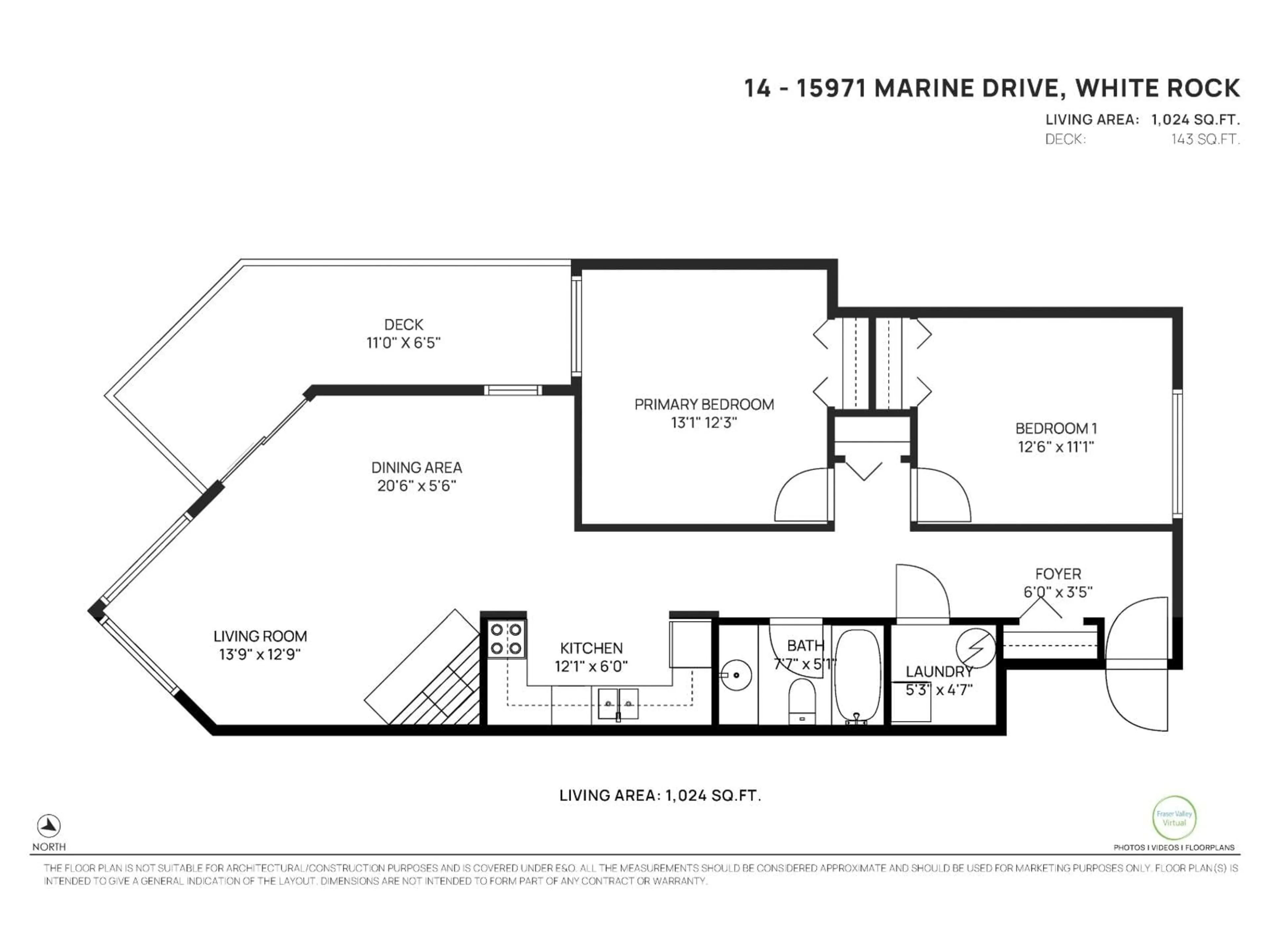Floor plan for 14 - 15971 MARINE, White Rock British Columbia V4B1P8