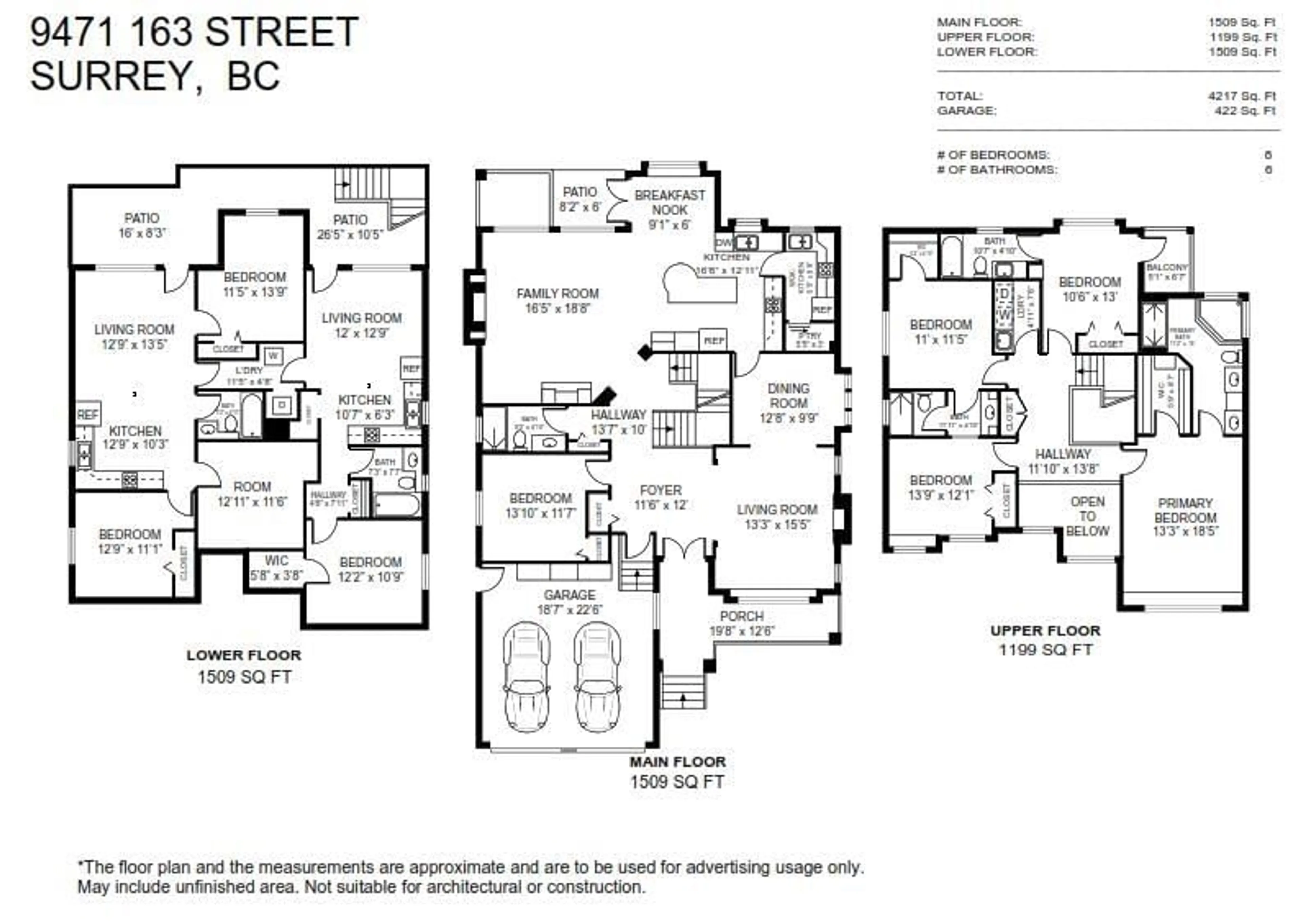 Floor plan for 9471 163, Surrey British Columbia V4N3C5