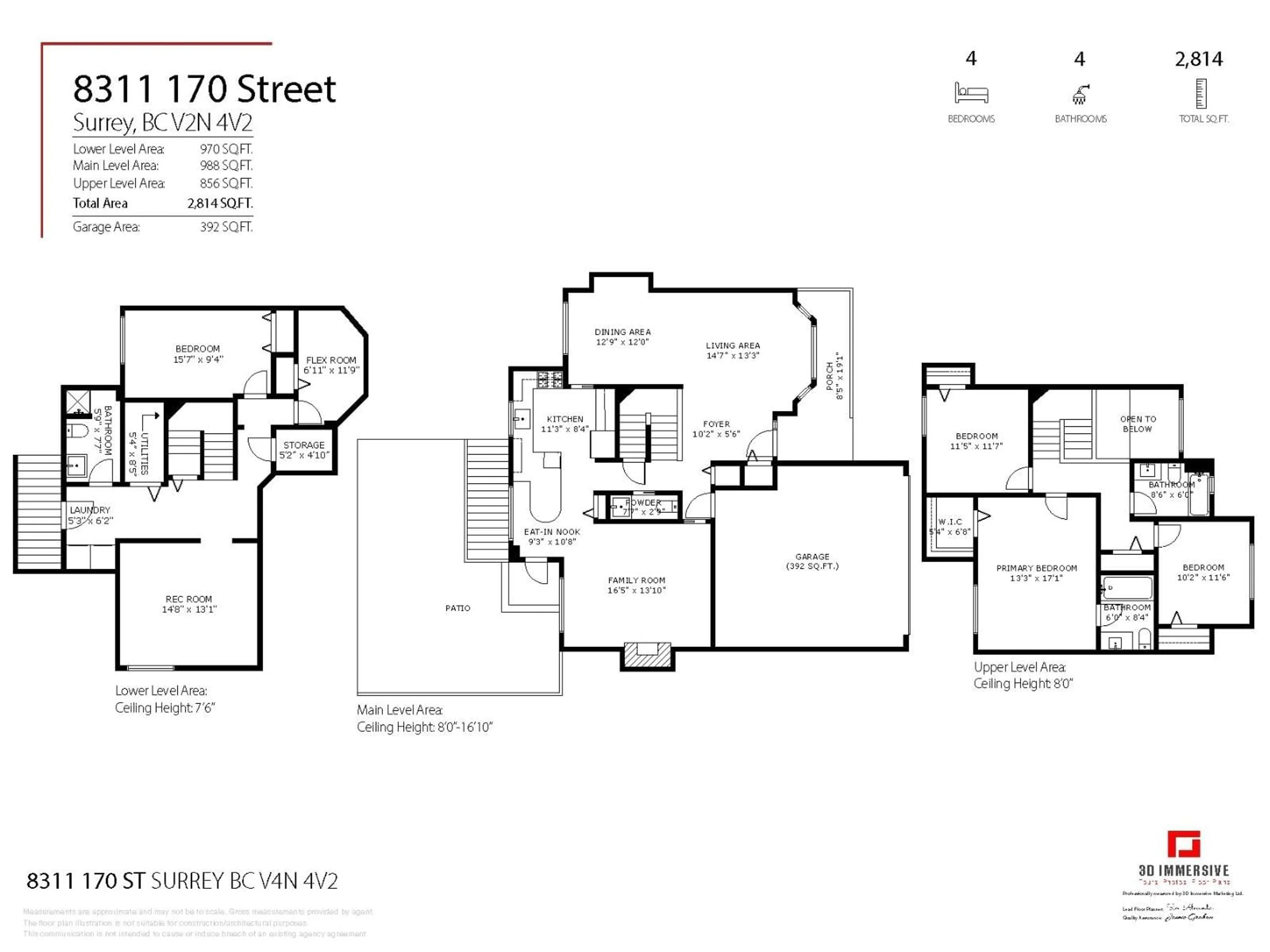 Floor plan for 8311 170, Surrey British Columbia V4N4V2