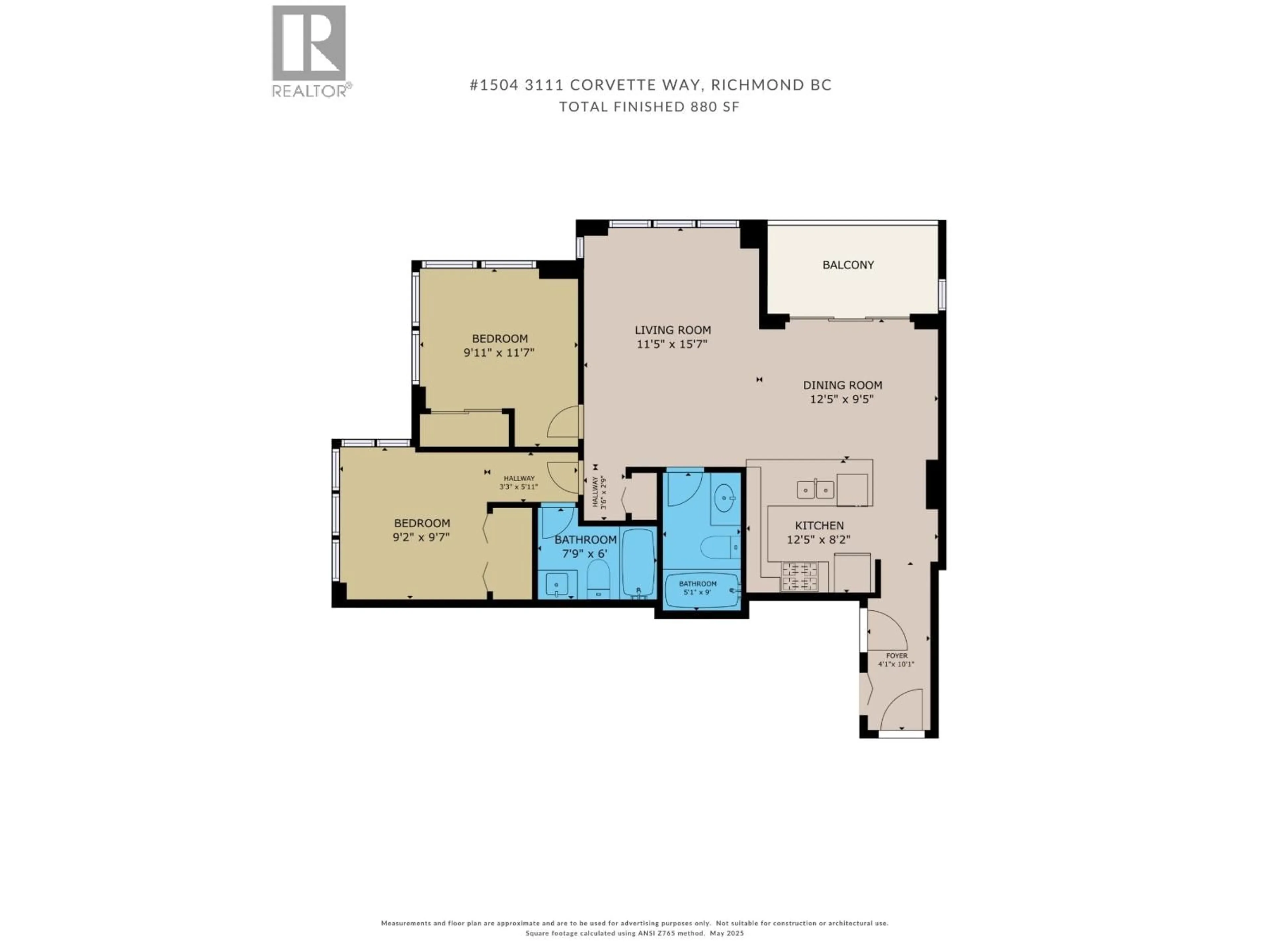 Floor plan for 1504 - 3111 CORVETTE WAY, Richmond British Columbia V6X4K3