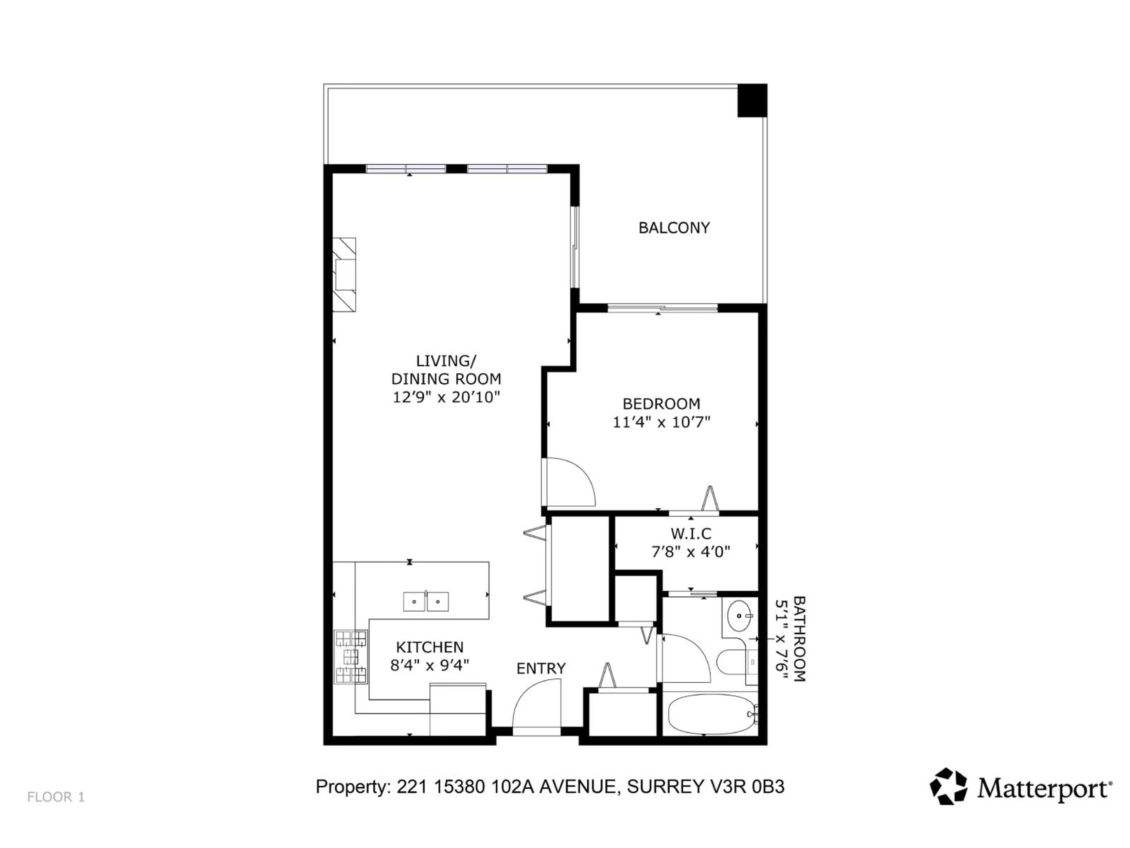 Floor plan for 221 - 15380 102A, Surrey British Columbia V3R0B3