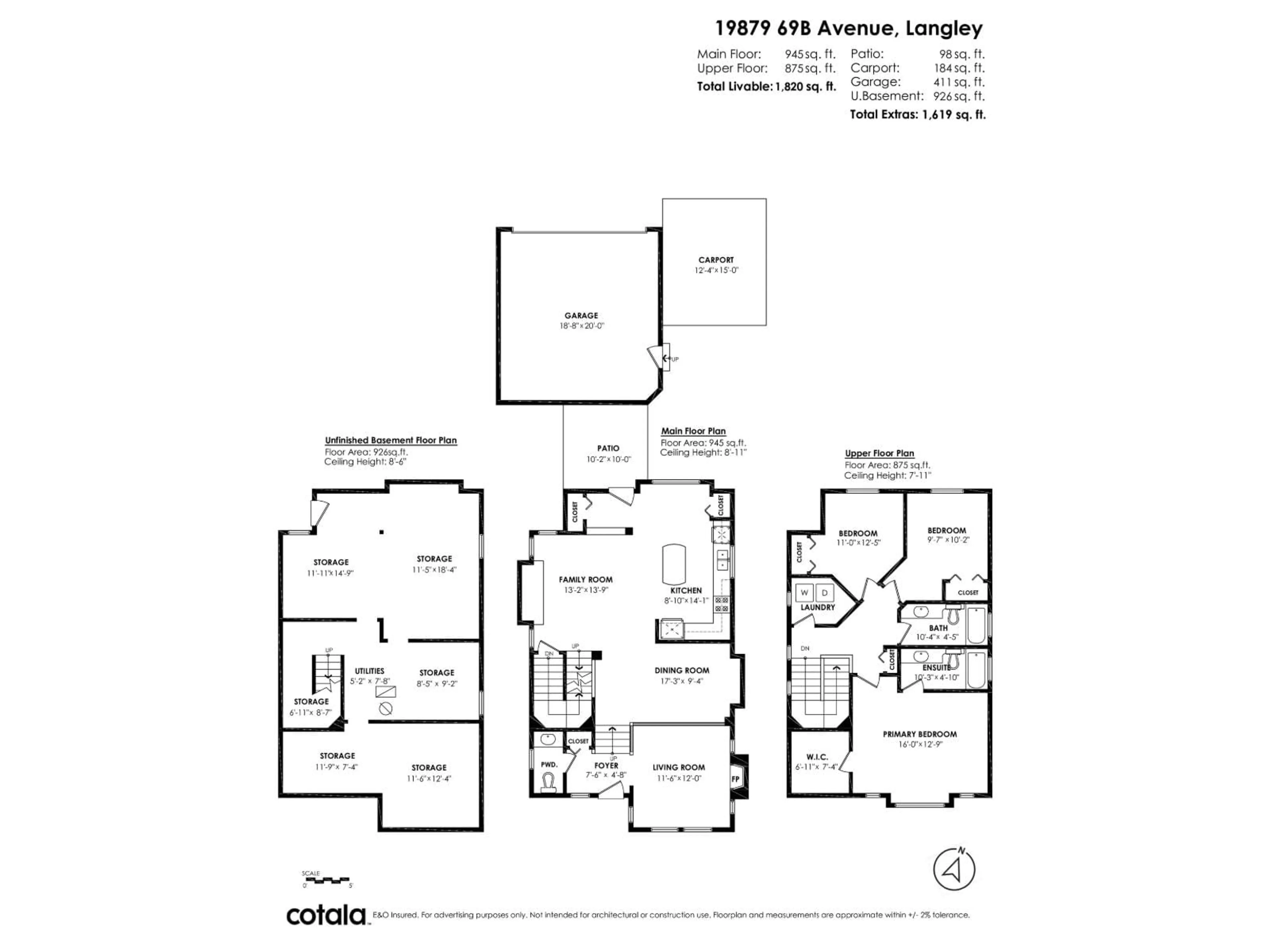 Floor plan for 19879 69B, Langley British Columbia V2Y3A8