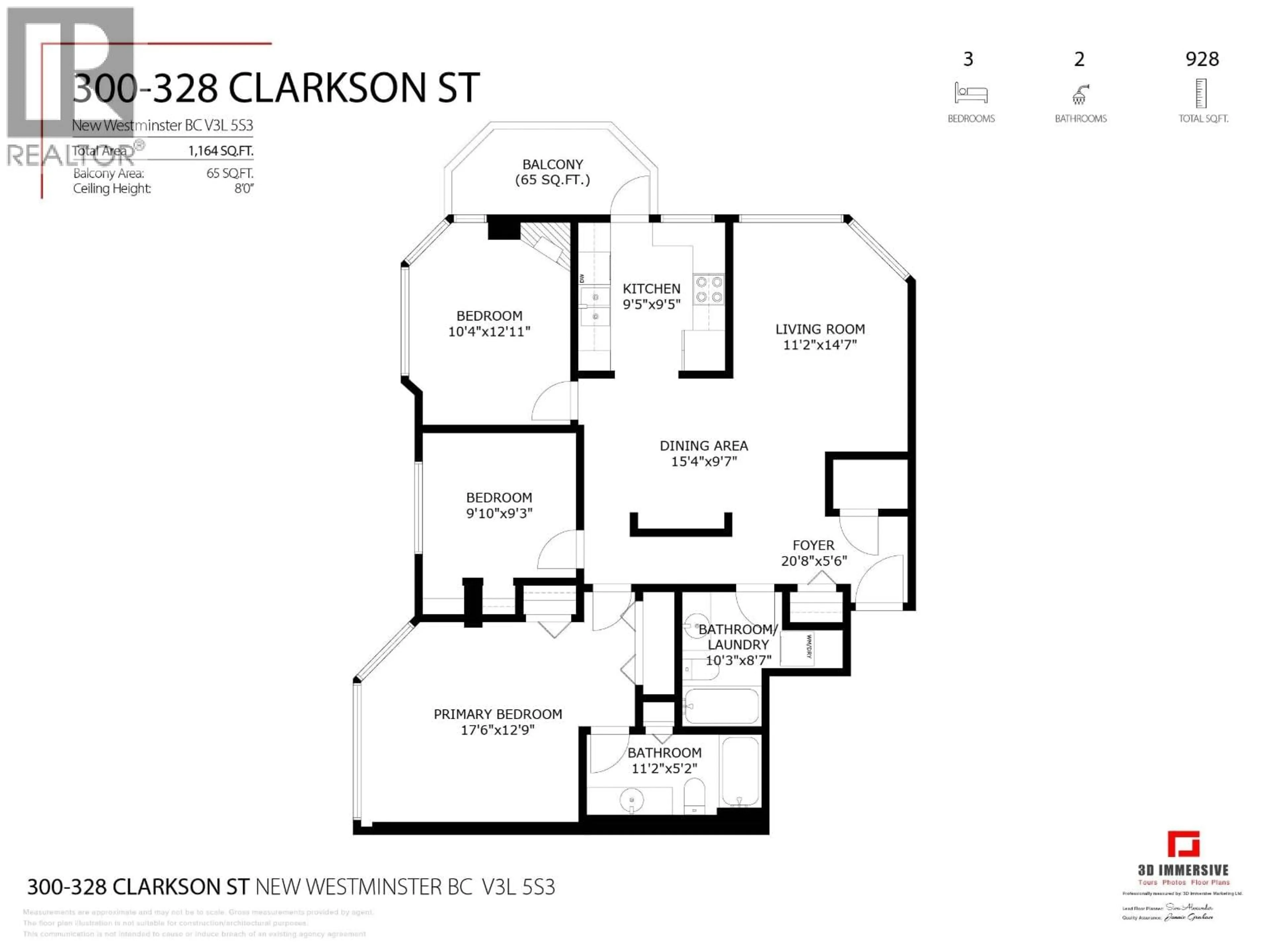 Floor plan for 300 - 328 CLARKSON STREET, New Westminster British Columbia V3L5S3
