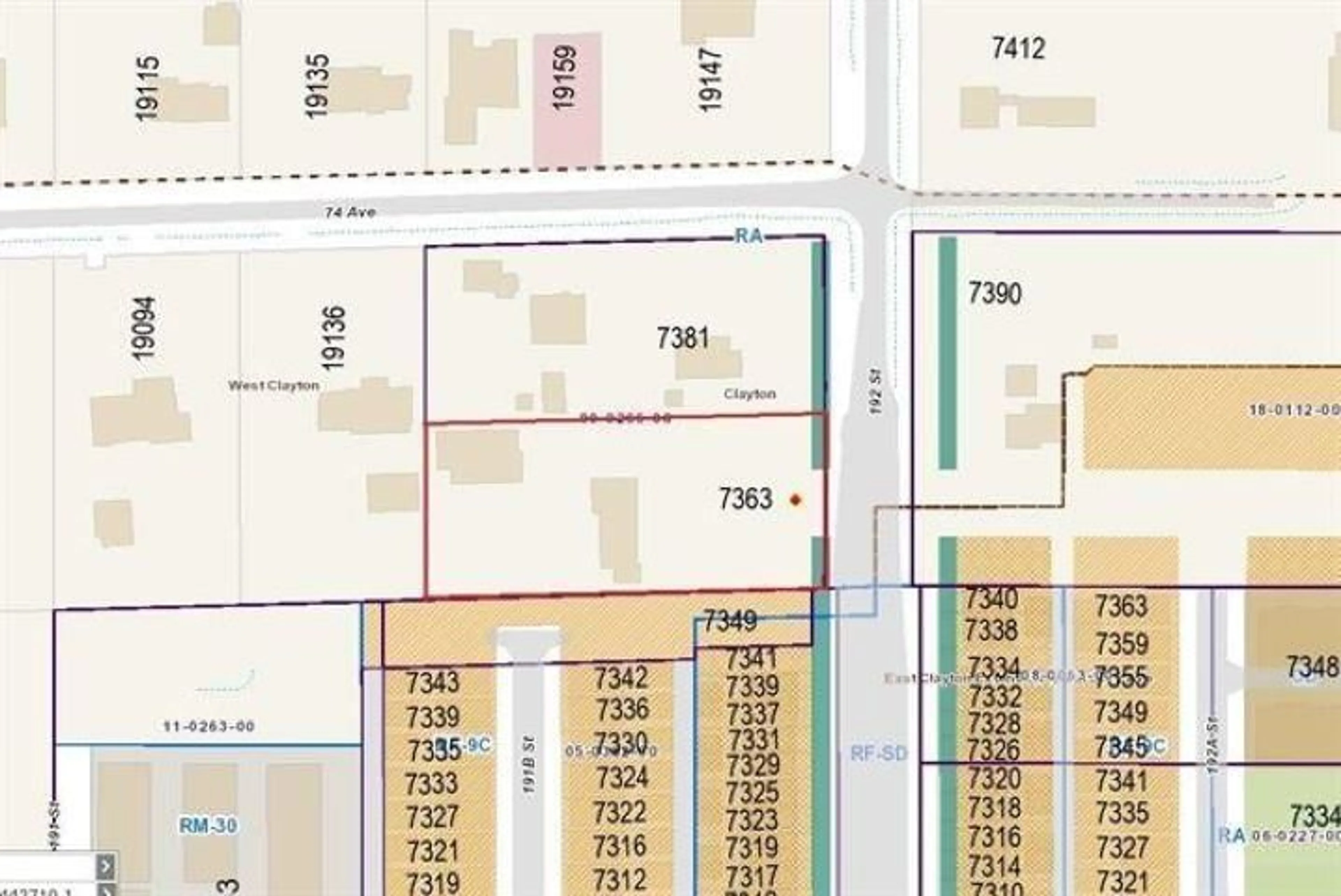 Picture of a map for 7363 192, Surrey British Columbia V4N5Y4