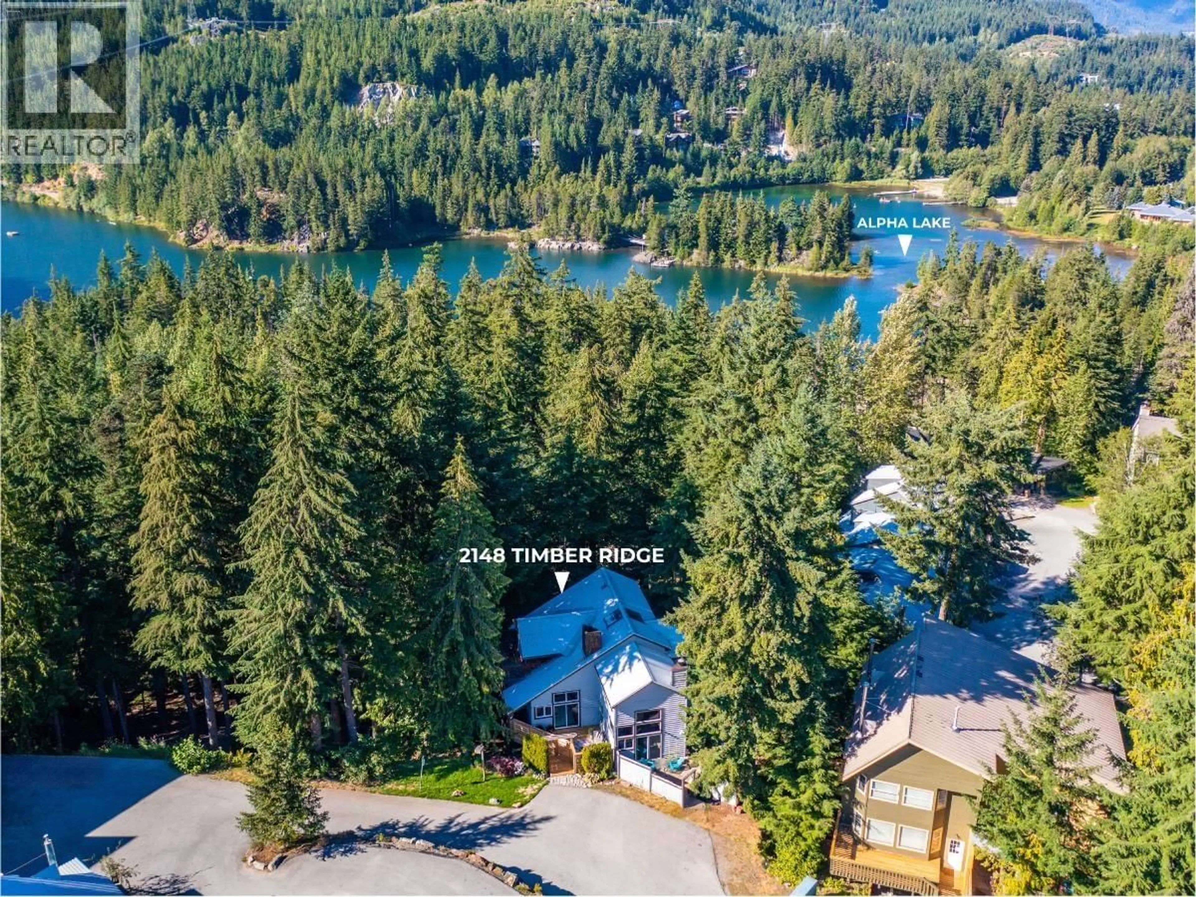 A pic from outside/outdoor area/front of a property/back of a property/a pic from drone, water/lake/river/ocean view for 2148 TIMBER RIDGE, Whistler British Columbia V8E0A8