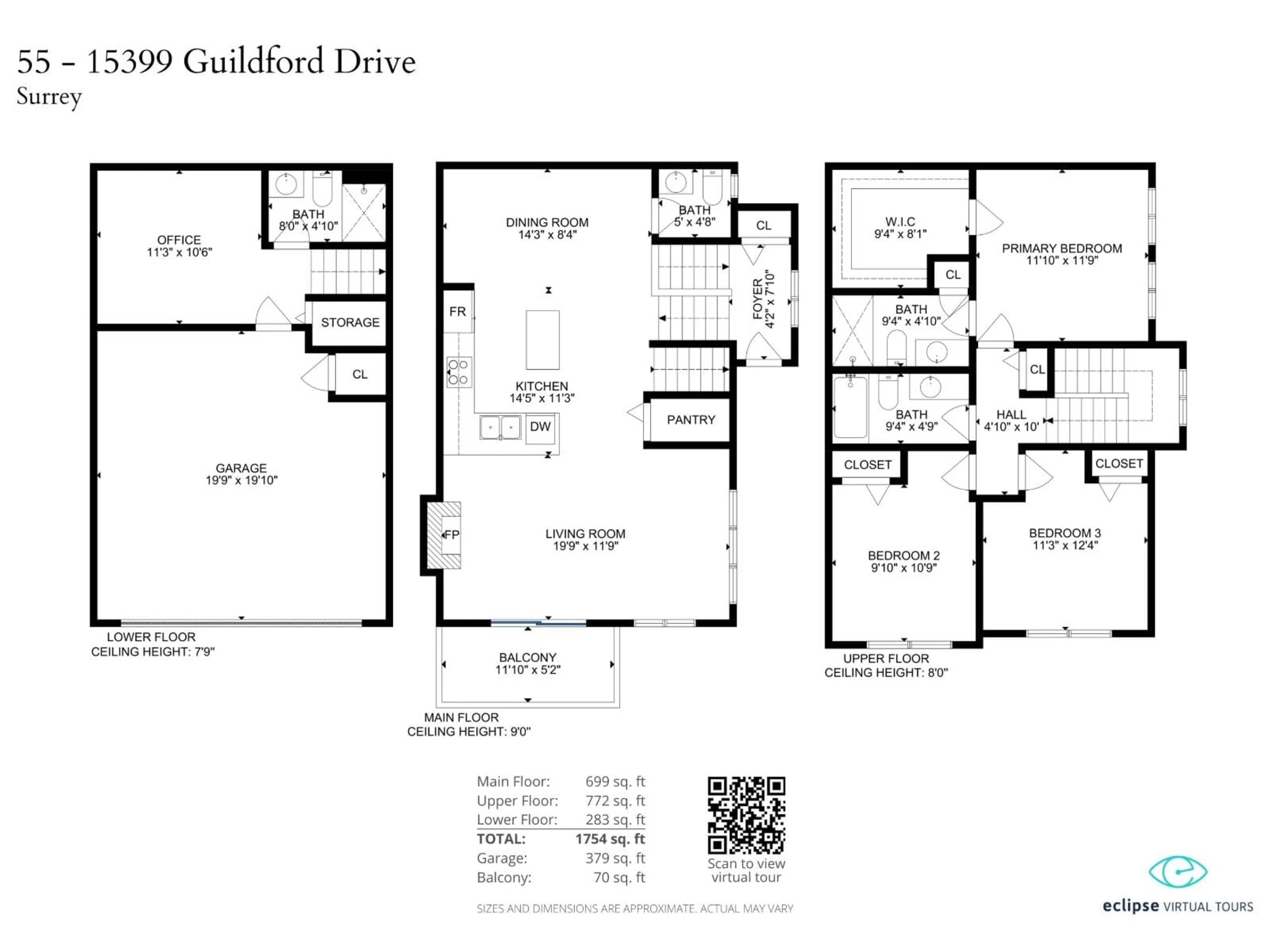 Floor plan for 55 - 15399 GUILDFORD, Surrey British Columbia V3R7C6