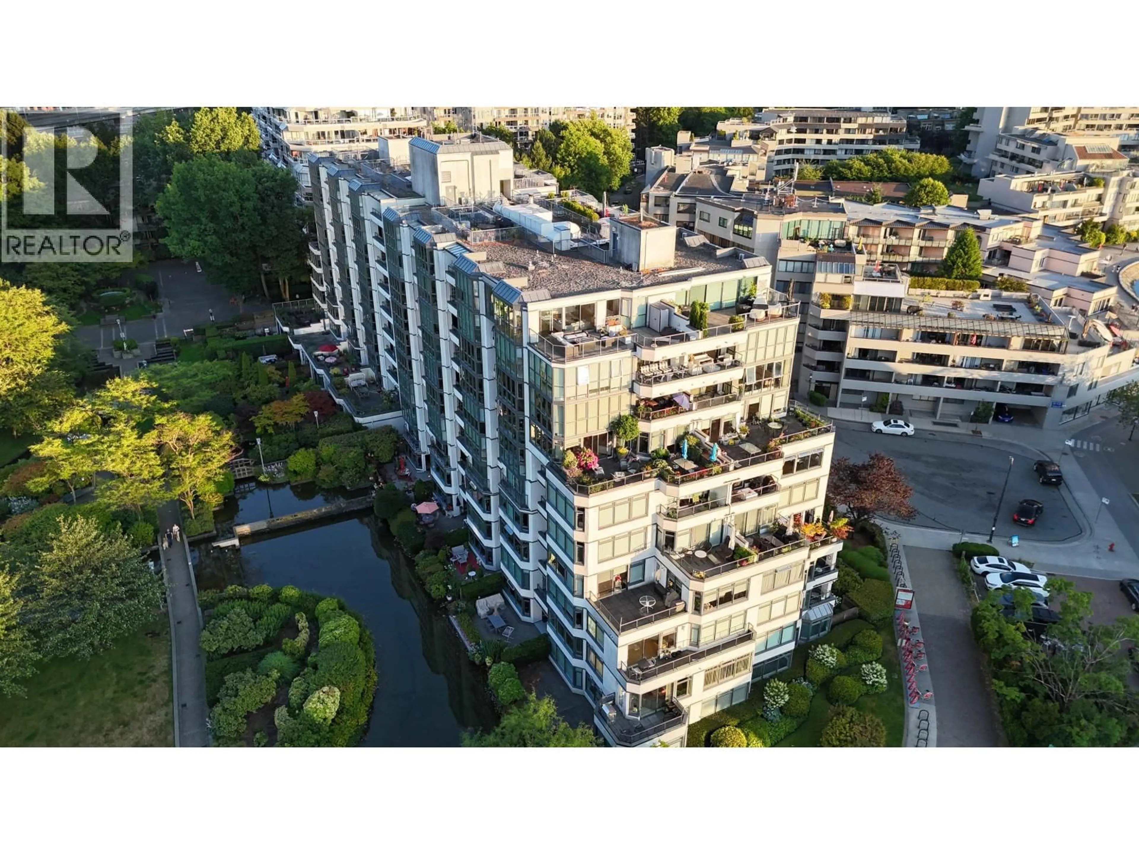 A pic from outside/outdoor area/front of a property/back of a property/a pic from drone, city buildings view from balcony for 411 - 456 MOBERLY ROAD, Vancouver British Columbia V5Z4L7