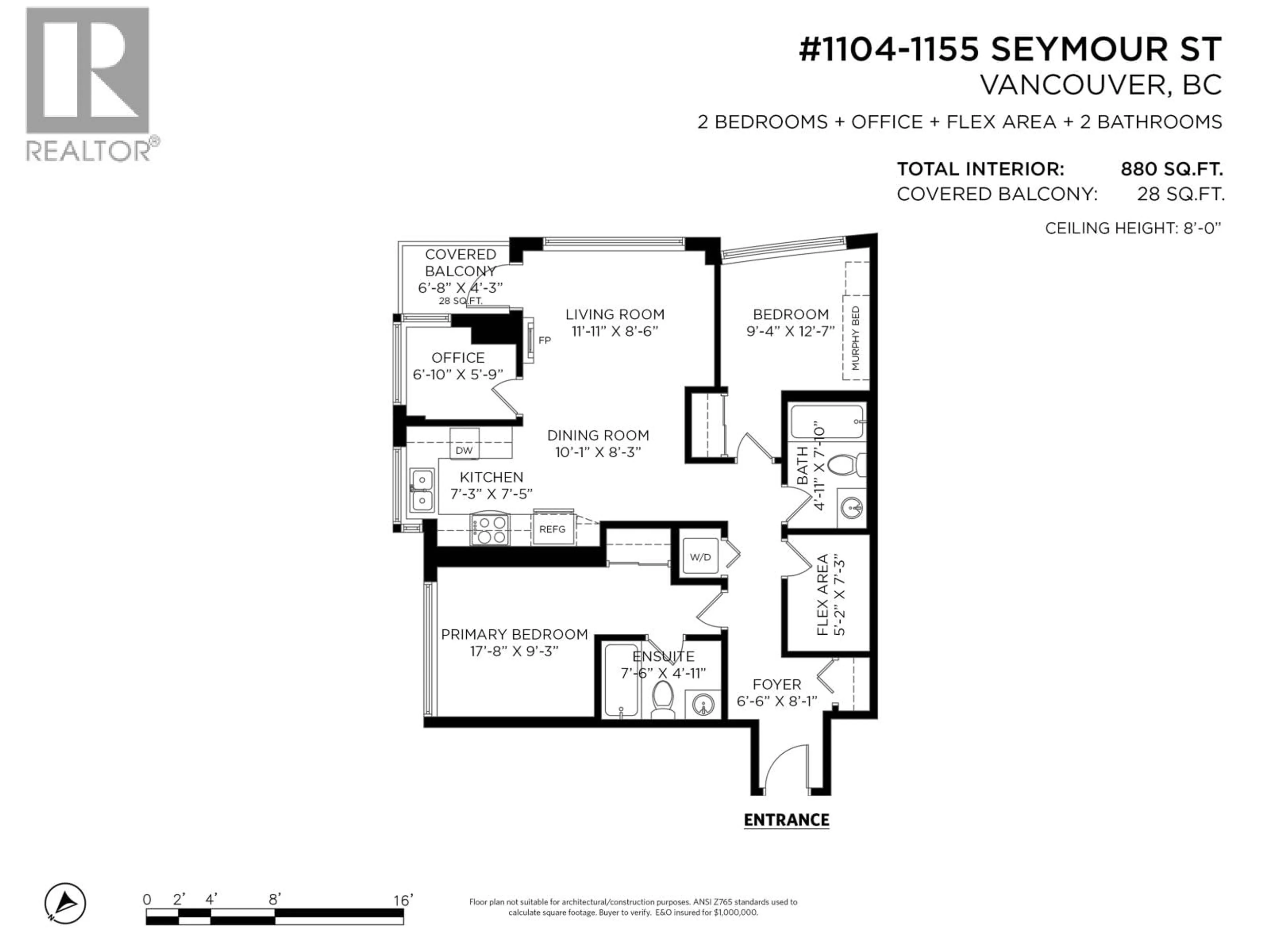 Floor plan for 1104 - 1155 SEYMOUR STREET, Vancouver British Columbia V6B1K2