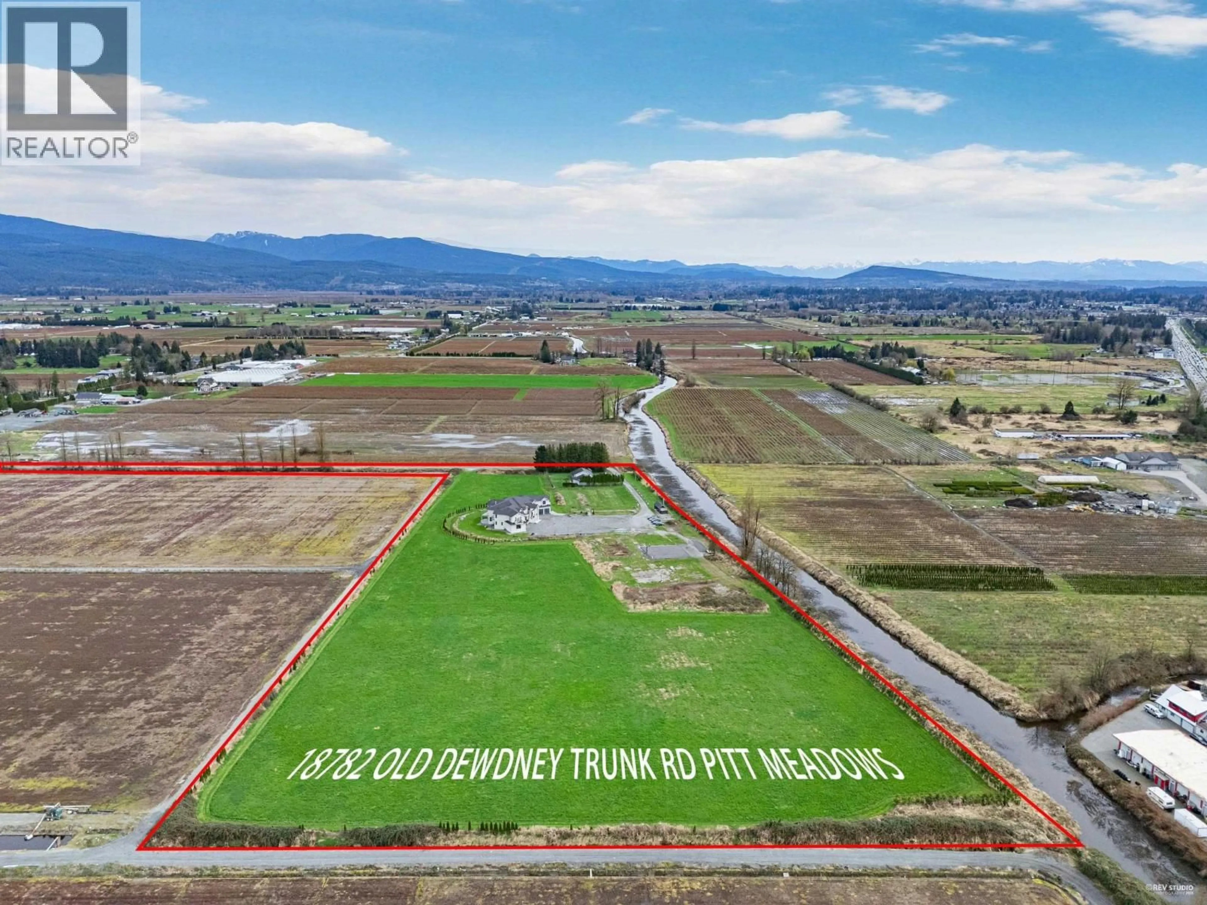 A pic from outside/outdoor area/front of a property/back of a property/a pic from drone, mountain view for 18782 OLD DEWDNEY TRUNK ROAD, Pitt Meadows British Columbia V3Y2R9