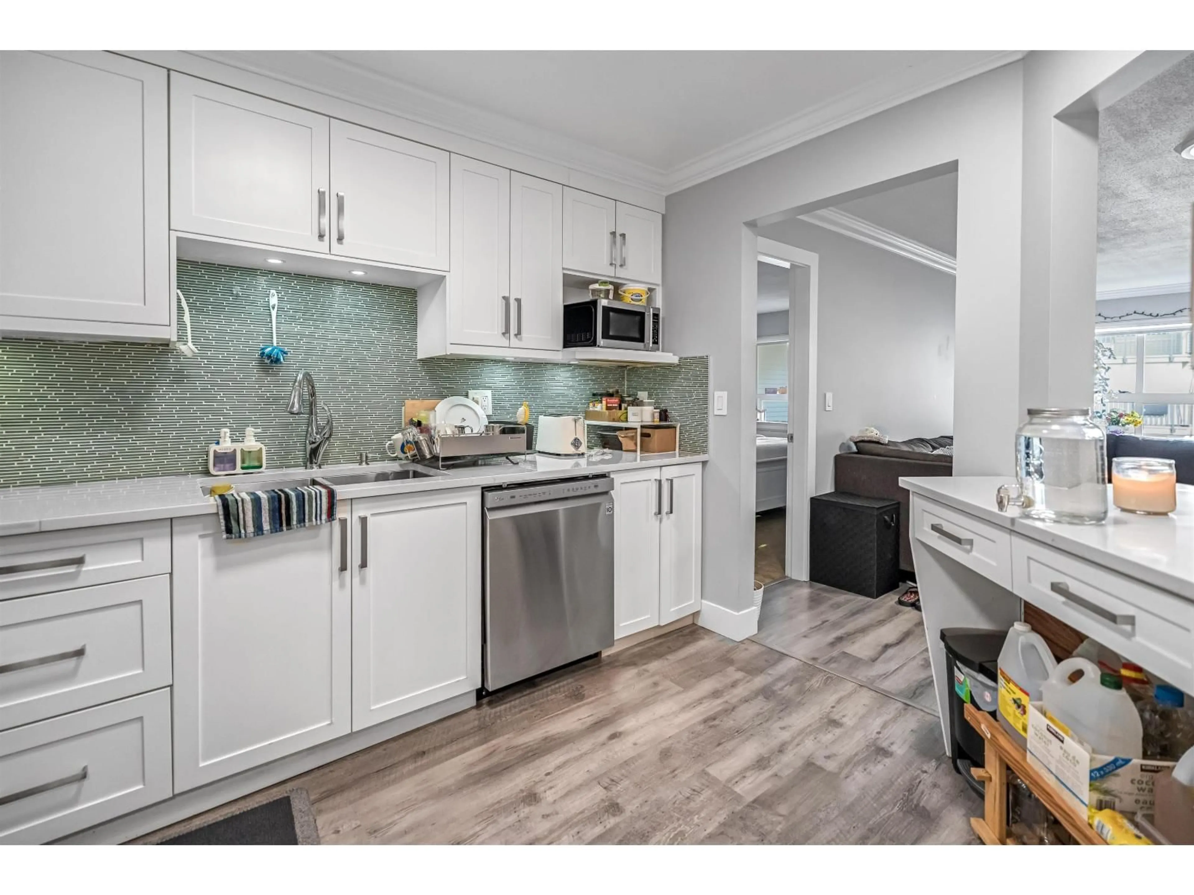 Open concept kitchen, ceramic/tile floor for #205 - 8068 120A, Surrey British Columbia V3W3P3