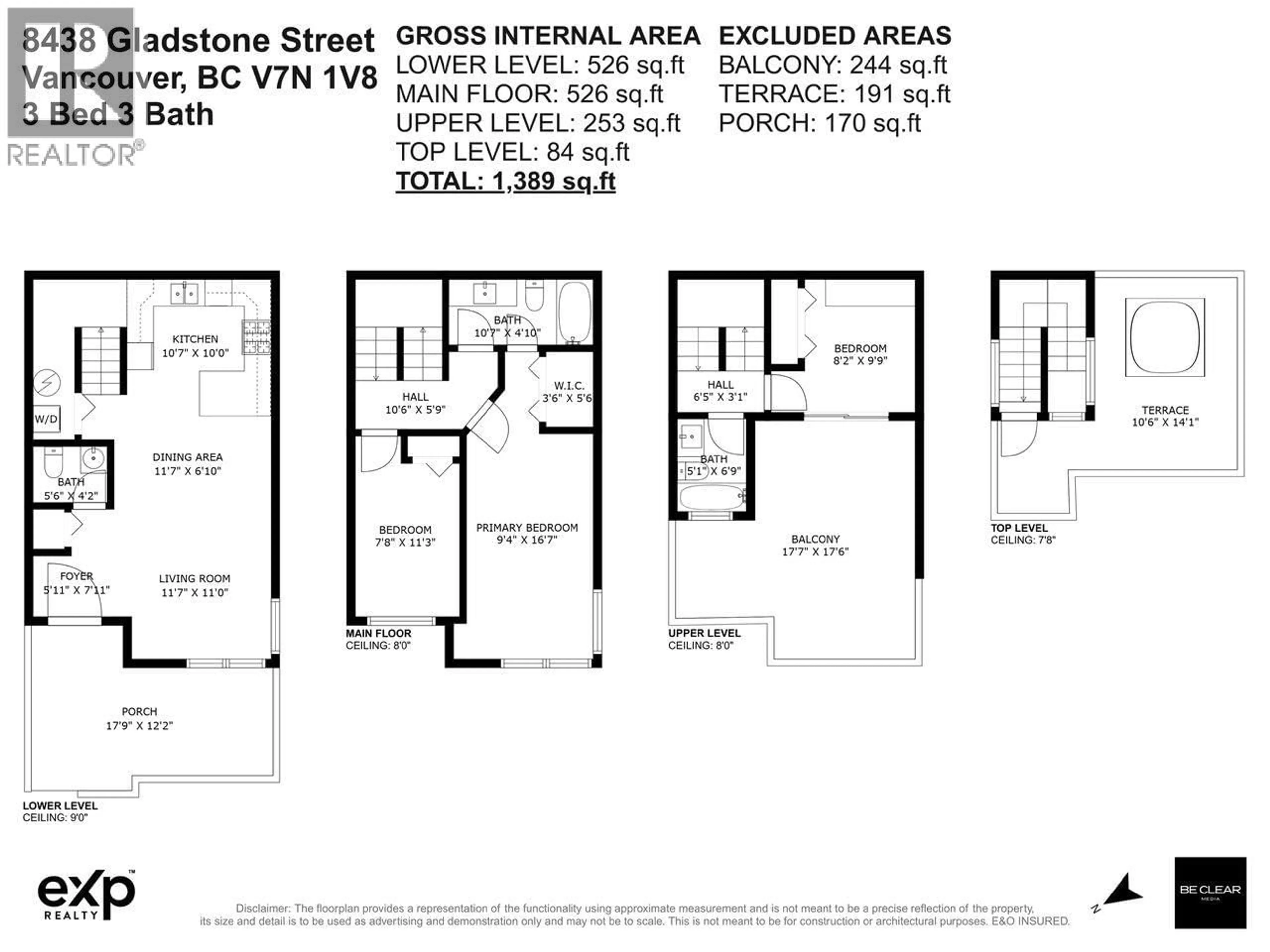Floor plan for 8438 GLADSTONE STREET, Vancouver British Columbia V5P0B2