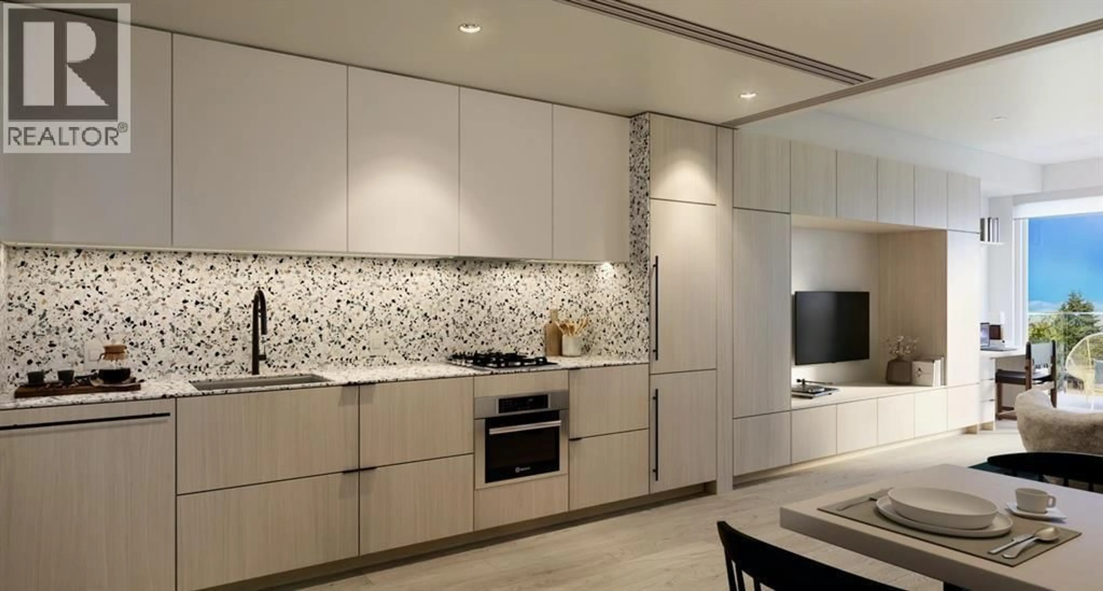 Contemporary kitchen, ceramic/tile floor for 323 - 471 BROADWAY STREET, Vancouver British Columbia V5T1W9