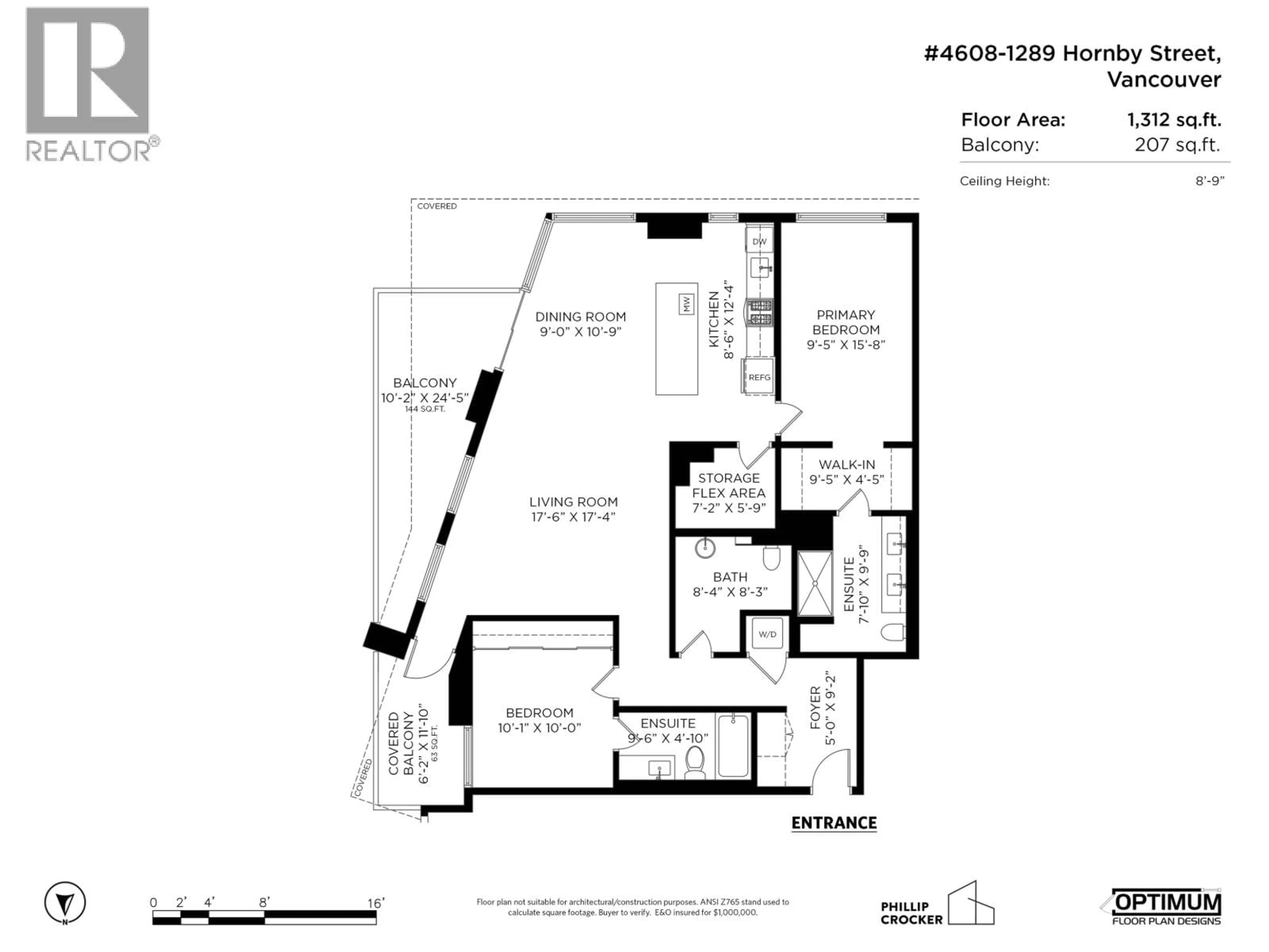 Floor plan for 4608 - 1289 HORNBY STREET, Vancouver British Columbia V6Z0G7