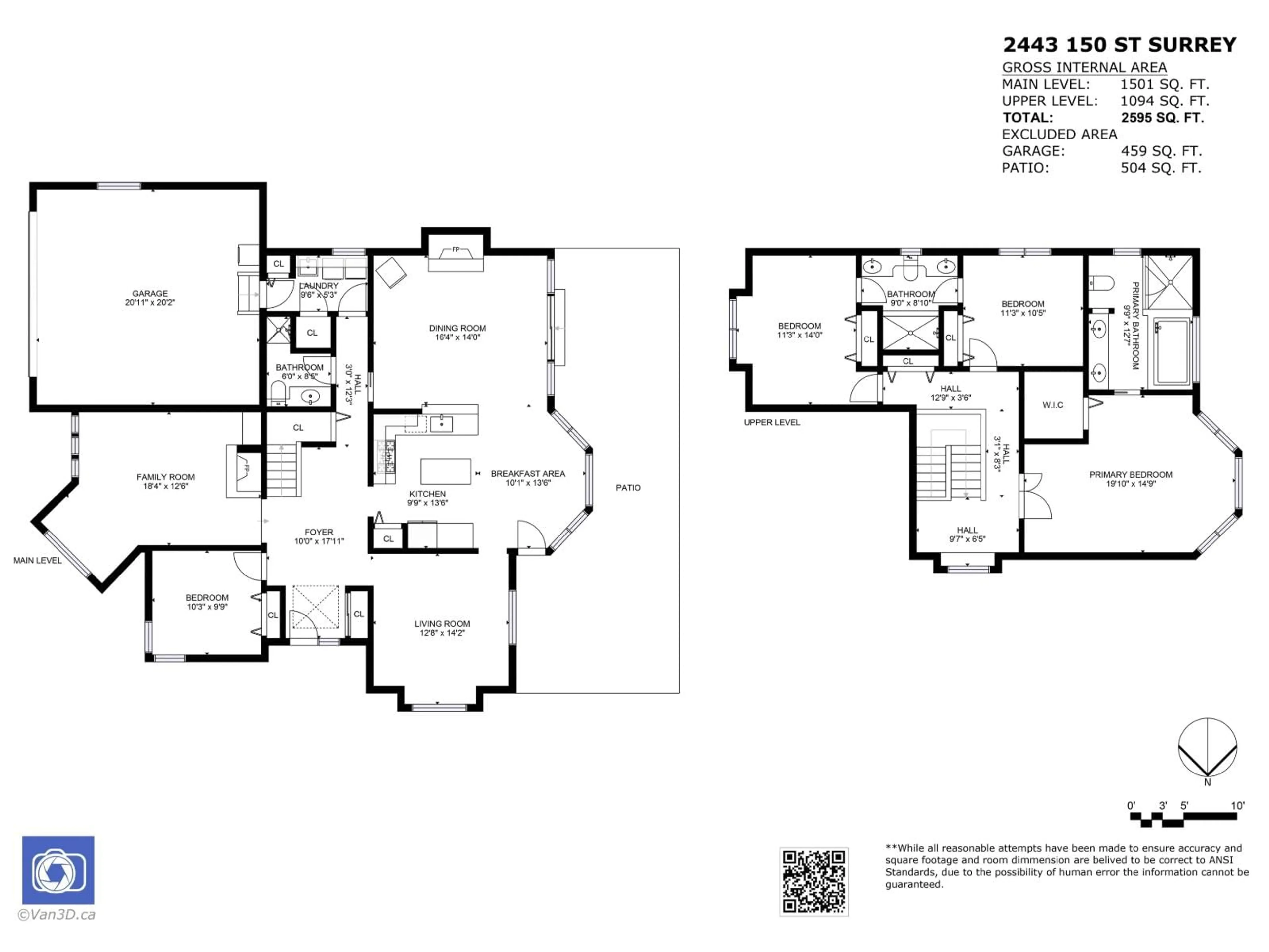 Floor plan for 2443 150, Surrey British Columbia V4P1N9