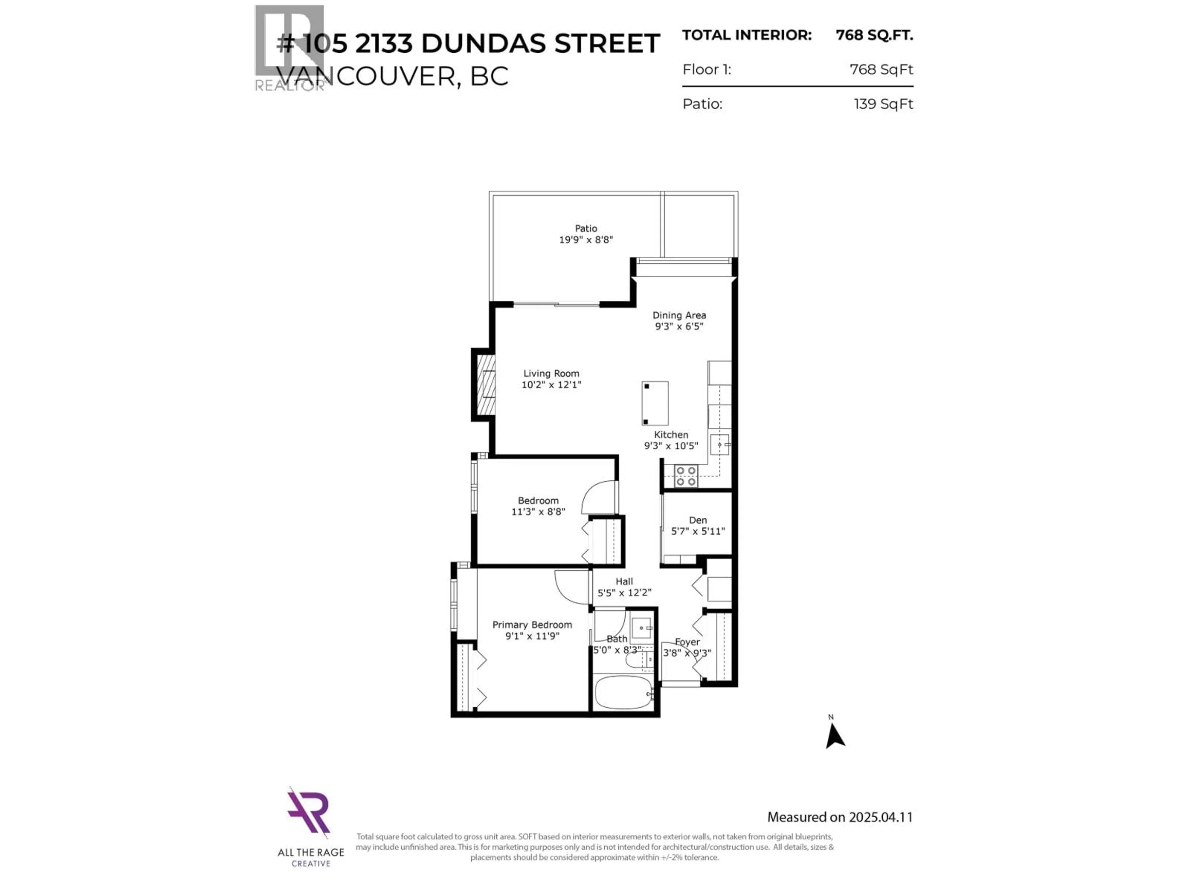 Floor plan for 105 - 2133 DUNDAS STREET, Vancouver British Columbia V5L1J7