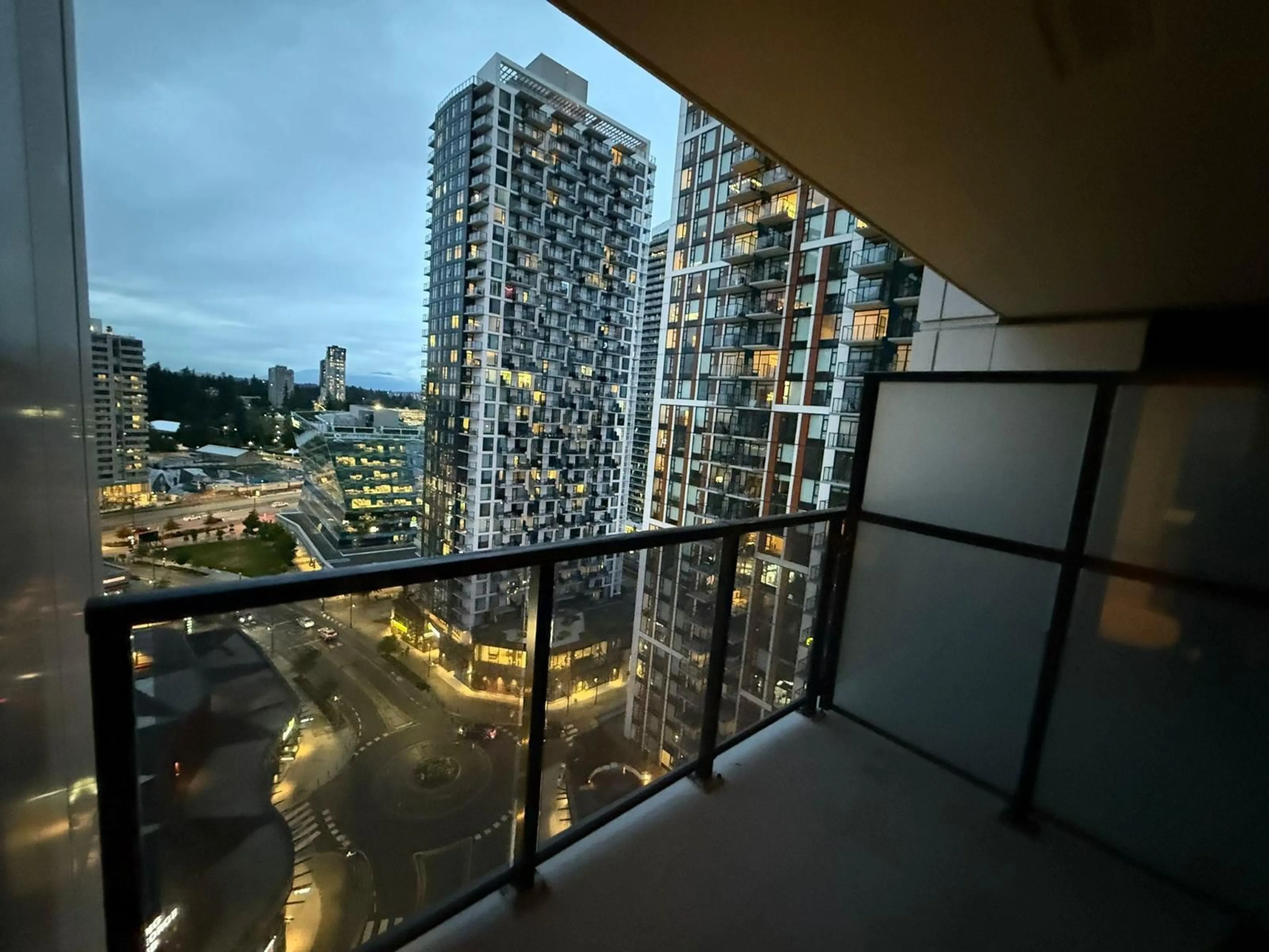 Balcony in the apartment, city buildings view from balcony for 1503 - 13745 GEORGE JUNCTION, Surrey British Columbia V3T0V8