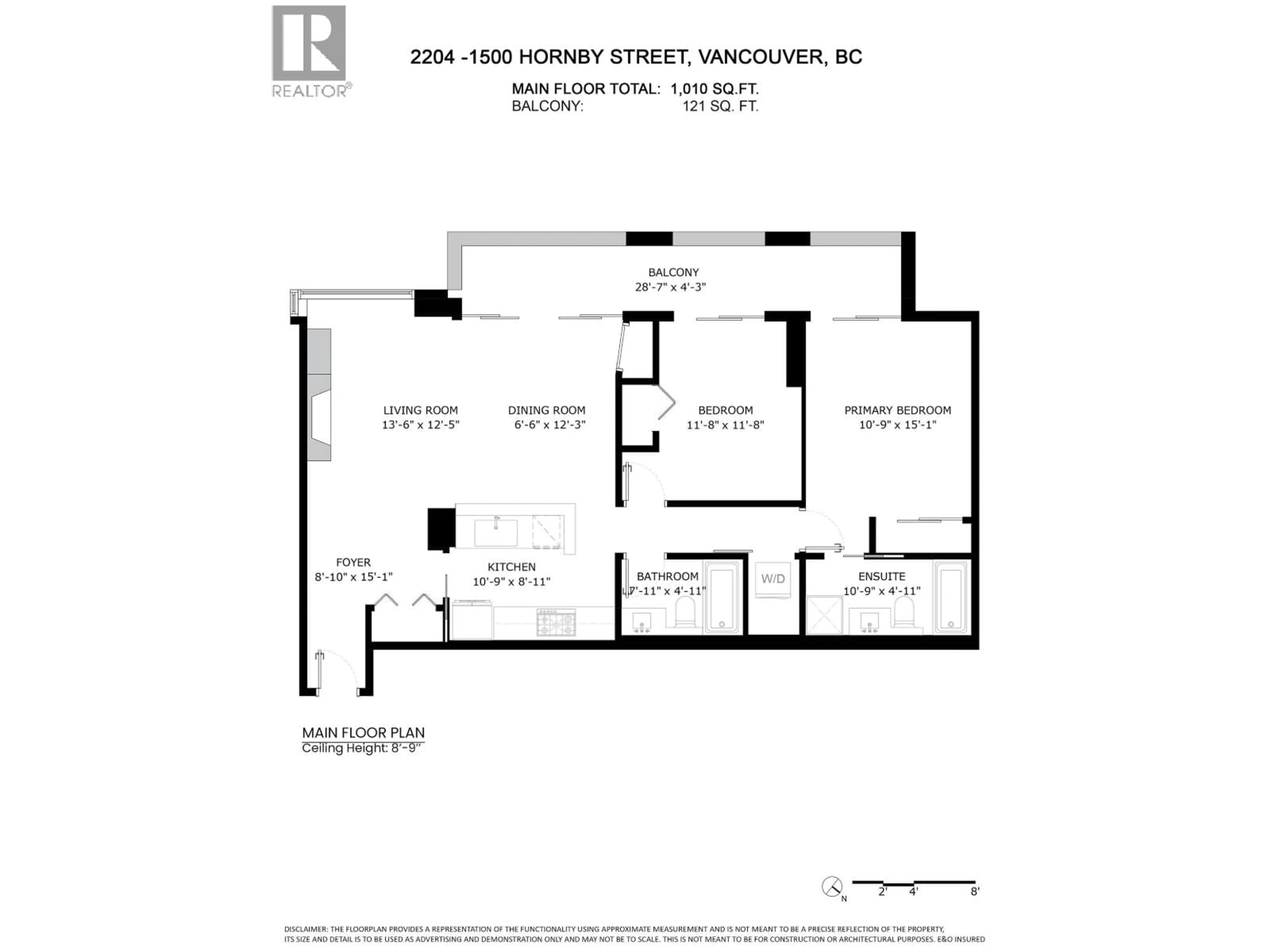 Floor plan for 2204 - 1500 HORNBY STREET, Vancouver British Columbia V6Z2R1