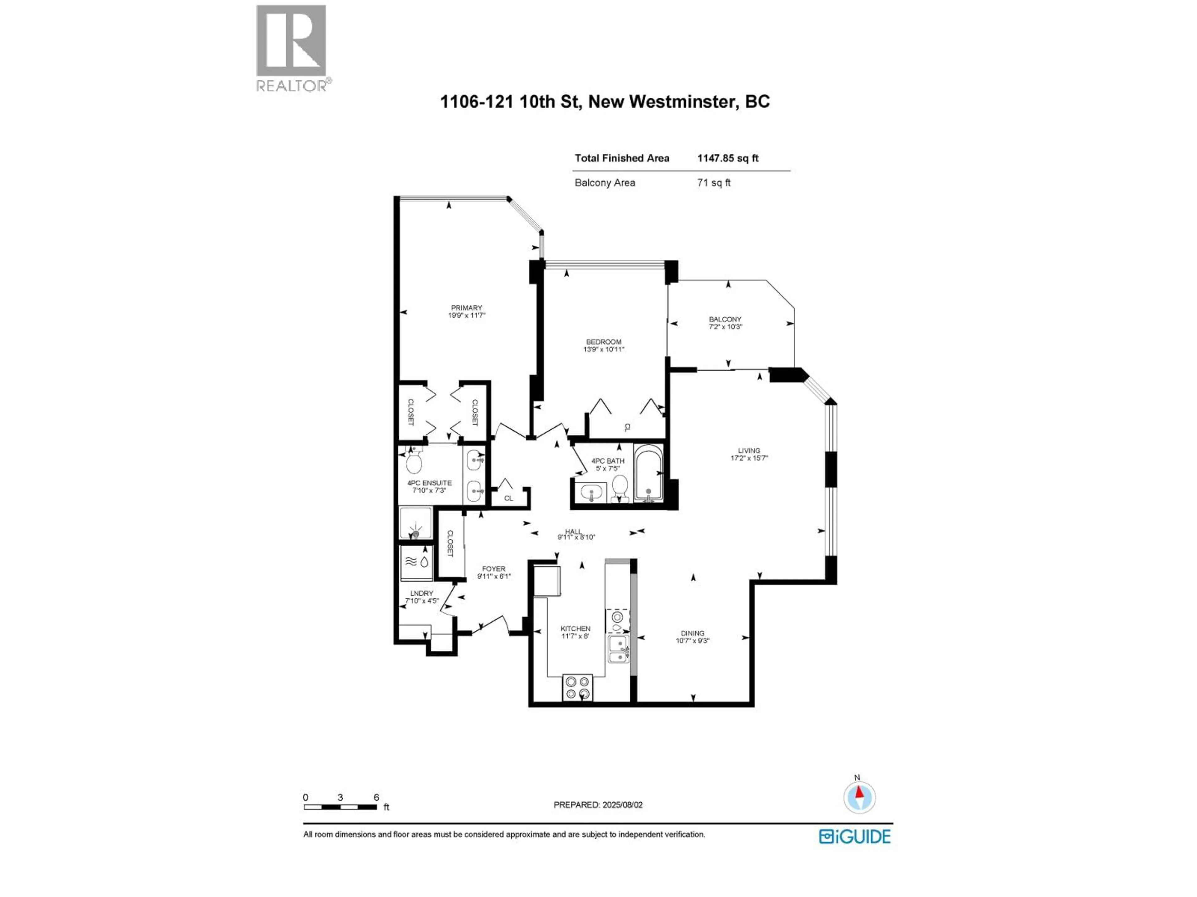 Floor plan for 1106 - 121 TENTH STREET, New Westminster British Columbia V3M3X7