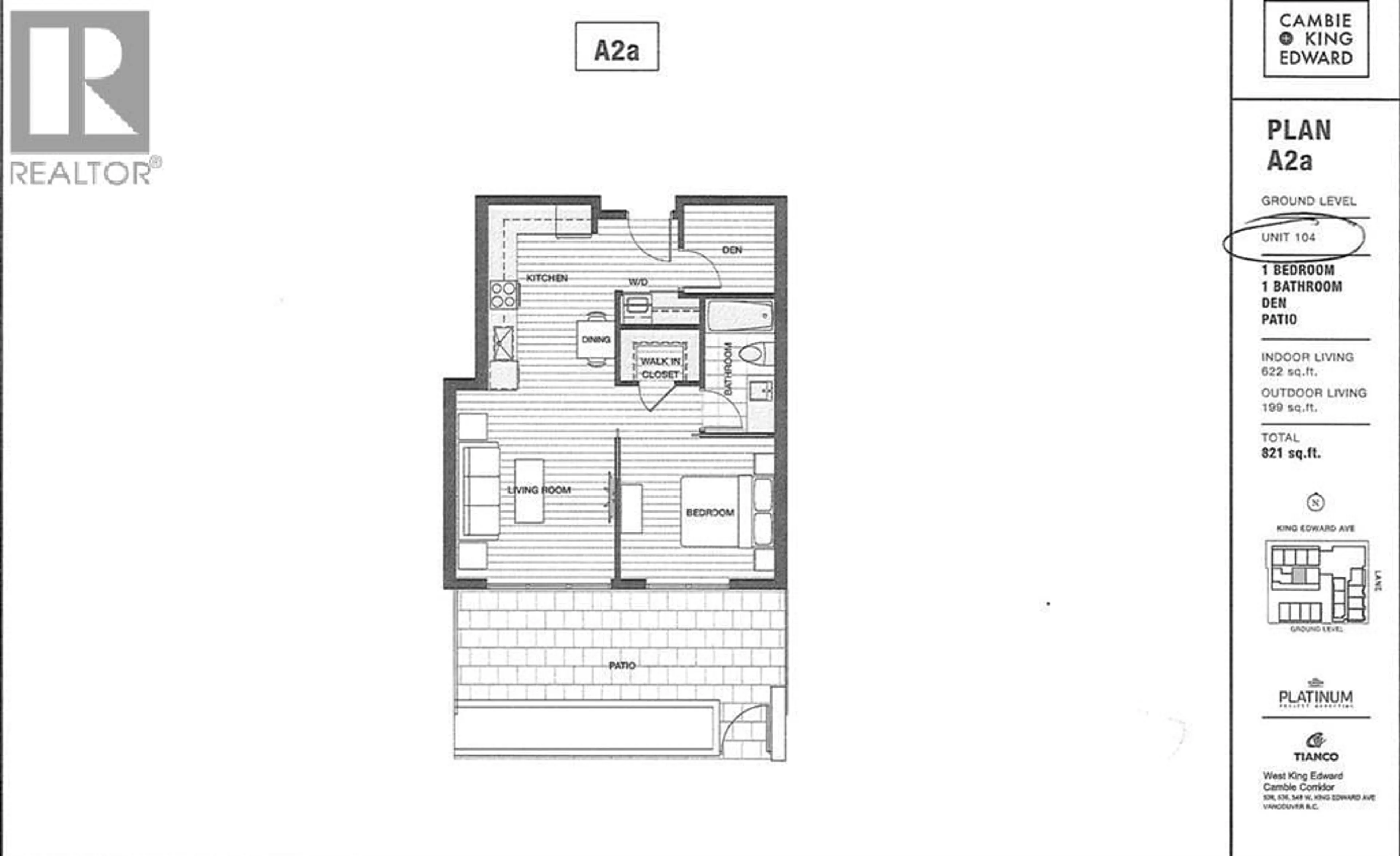 Floor plan for 109 - 528 KING EDWARD AVENUE, Vancouver British Columbia V5Z2C3