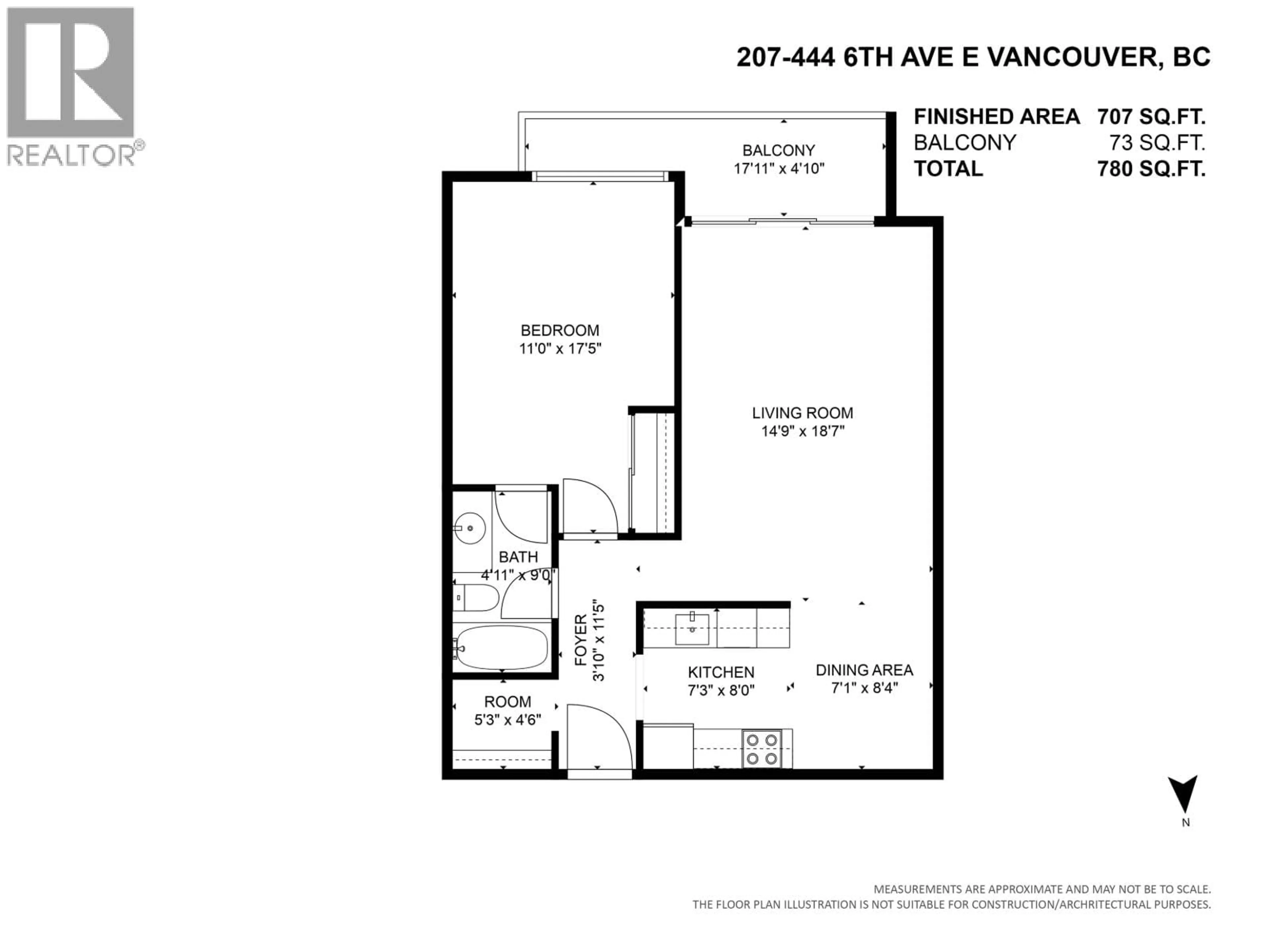 Floor plan for 207 - 444 6TH AVENUE, Vancouver British Columbia V5T1K6