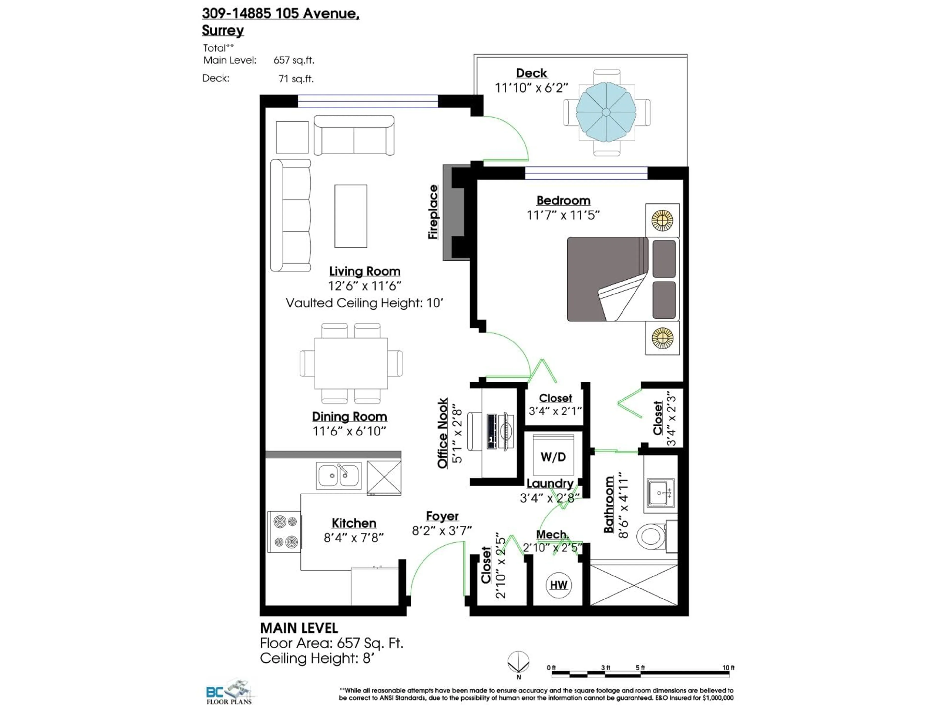 Floor plan for 309 - 14885 105, Surrey British Columbia V3R2V6