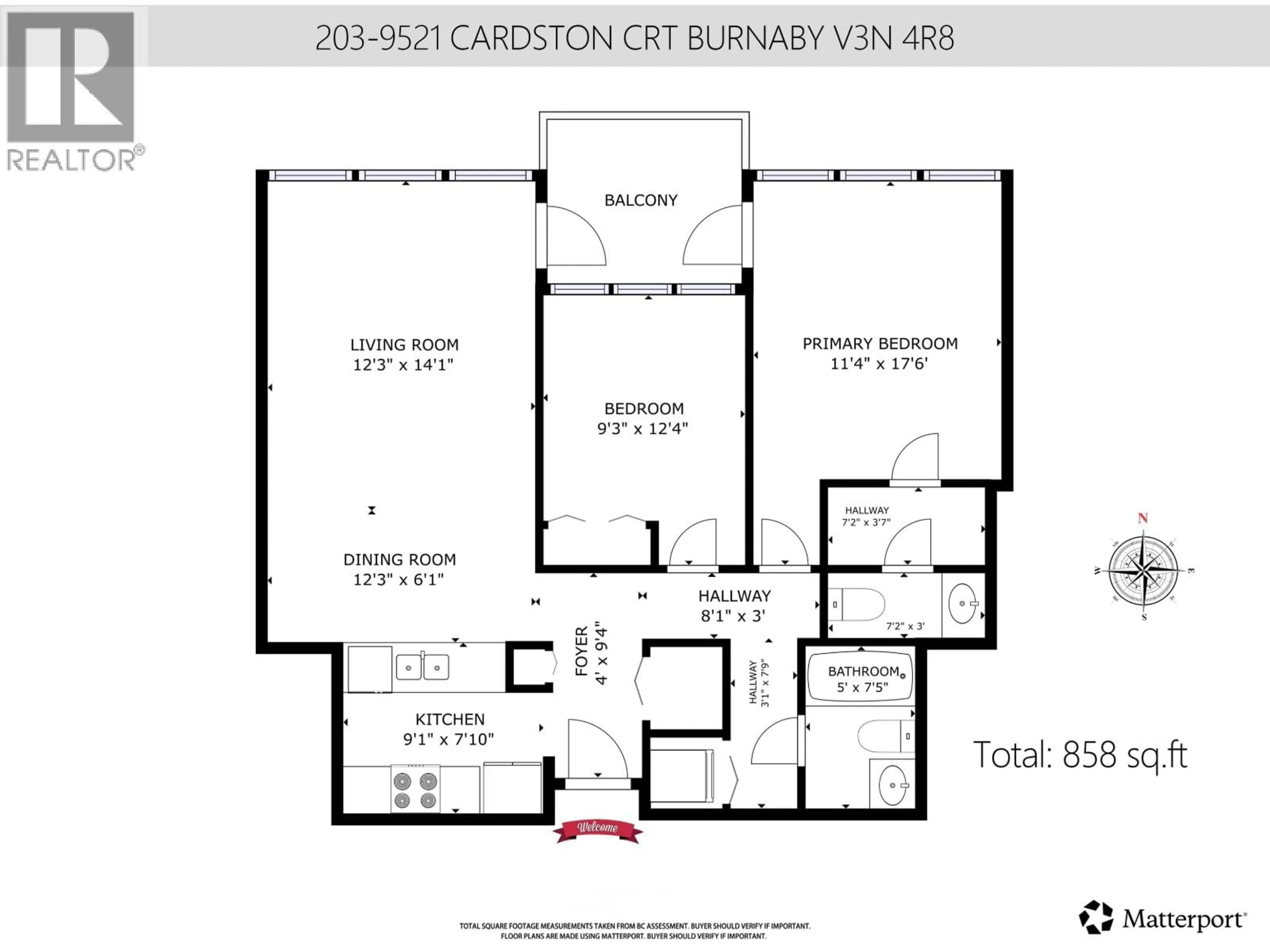 Floor plan for 203 - 9521 CARDSTON COURT, Burnaby British Columbia V3N4R8