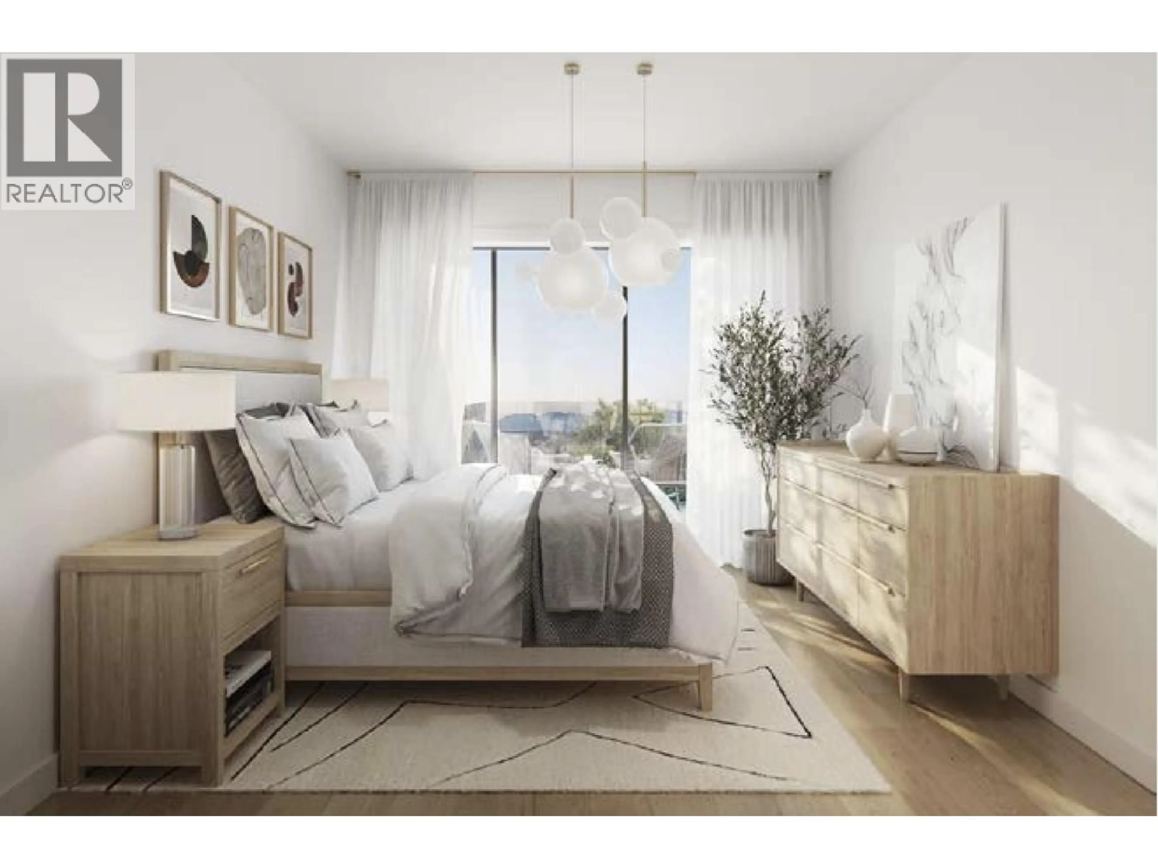 Bedroom with bed, wood/laminate floor for 205 - 6922 ASH STREET, Vancouver British Columbia V6P3K4