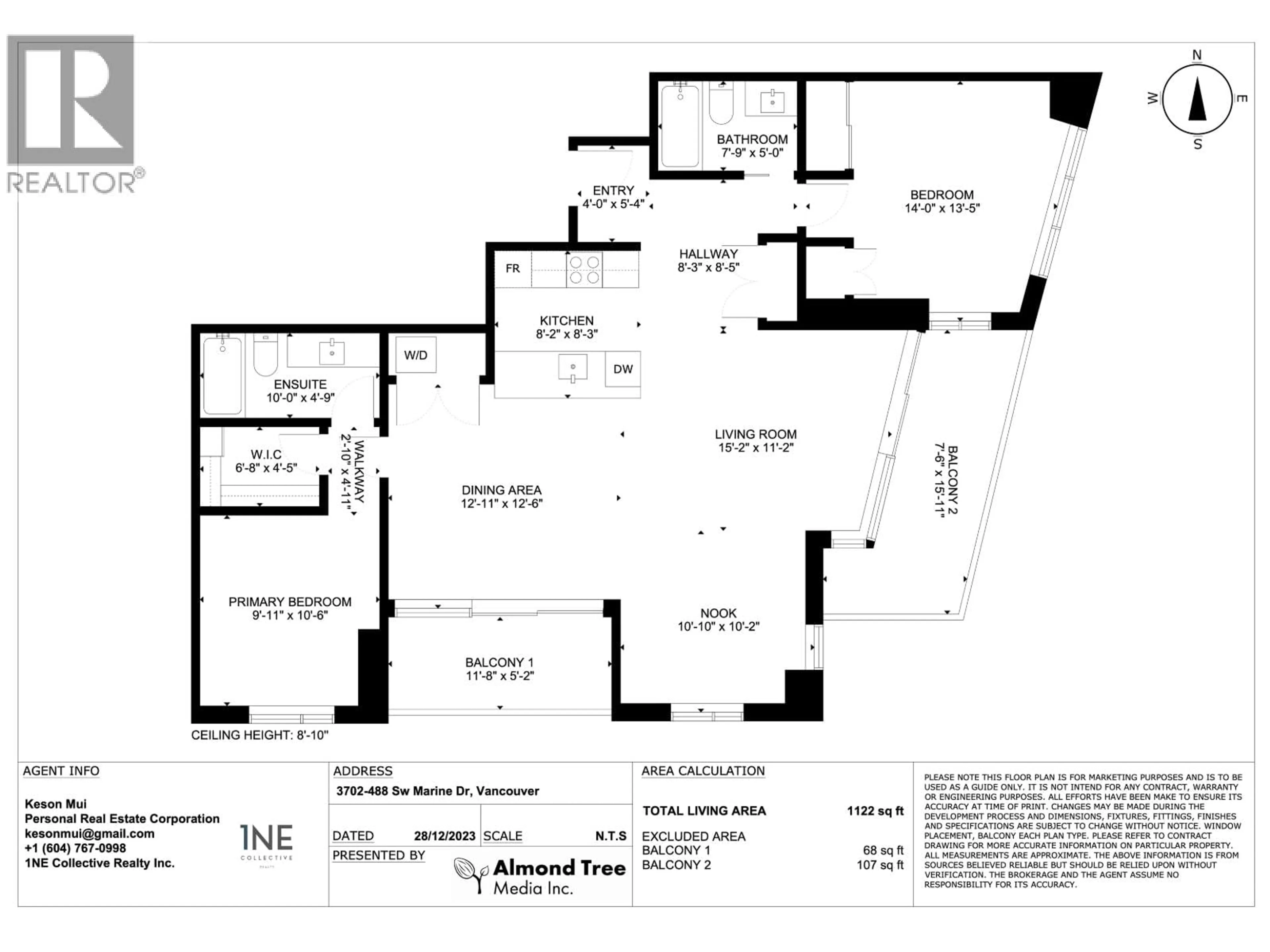 Floor plan for 3702 - 488 MARINE DRIVE, Vancouver British Columbia V5X0C6
