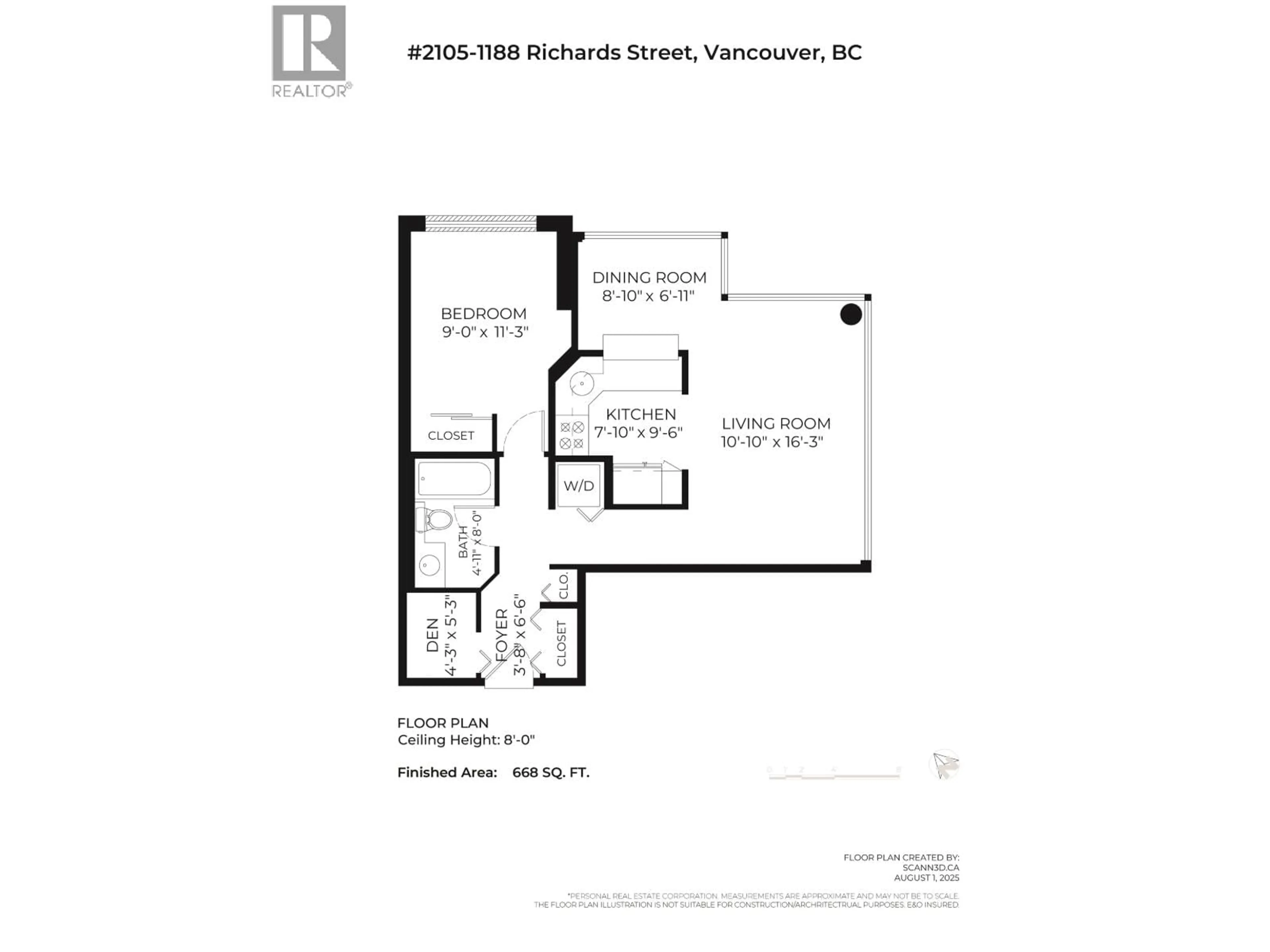 Floor plan for 2105 - 1188 RICHARDS STREET, Vancouver British Columbia V6B3E6