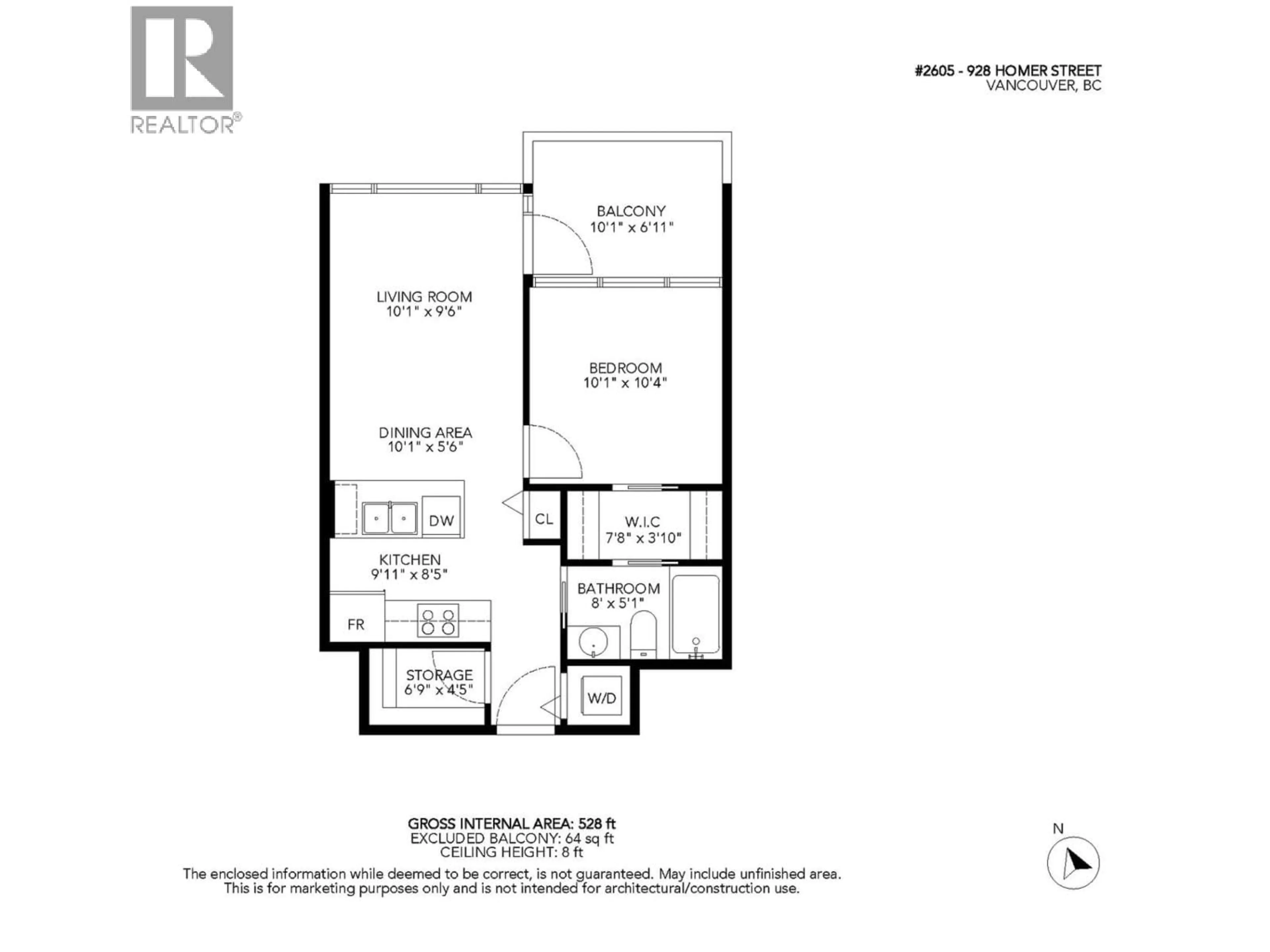 Floor plan for 2605 - 928 HOMER STREET, Vancouver British Columbia V6B1T7