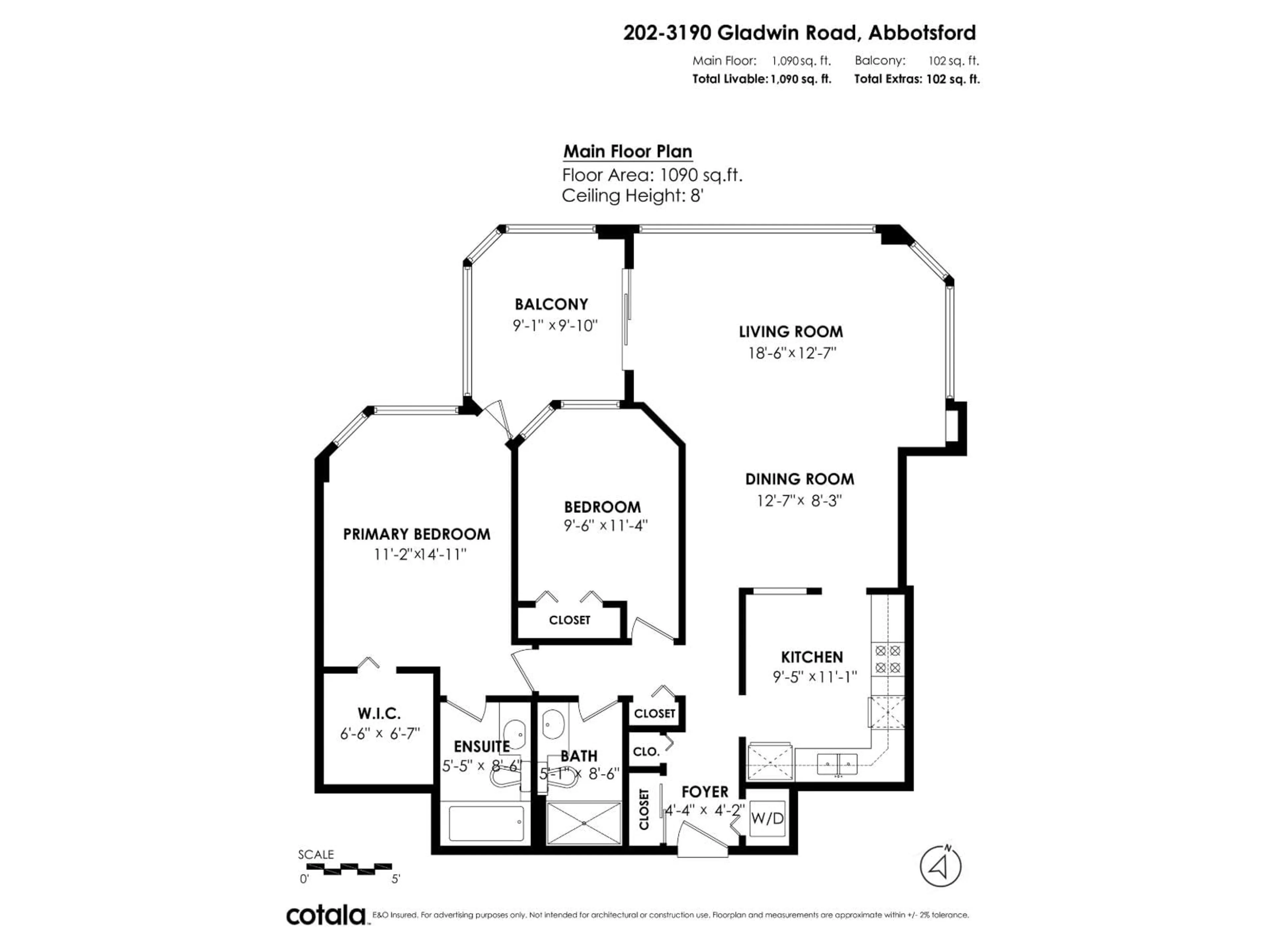 Floor plan for 202 - 3190 GLADWIN, Abbotsford British Columbia V2T5T2