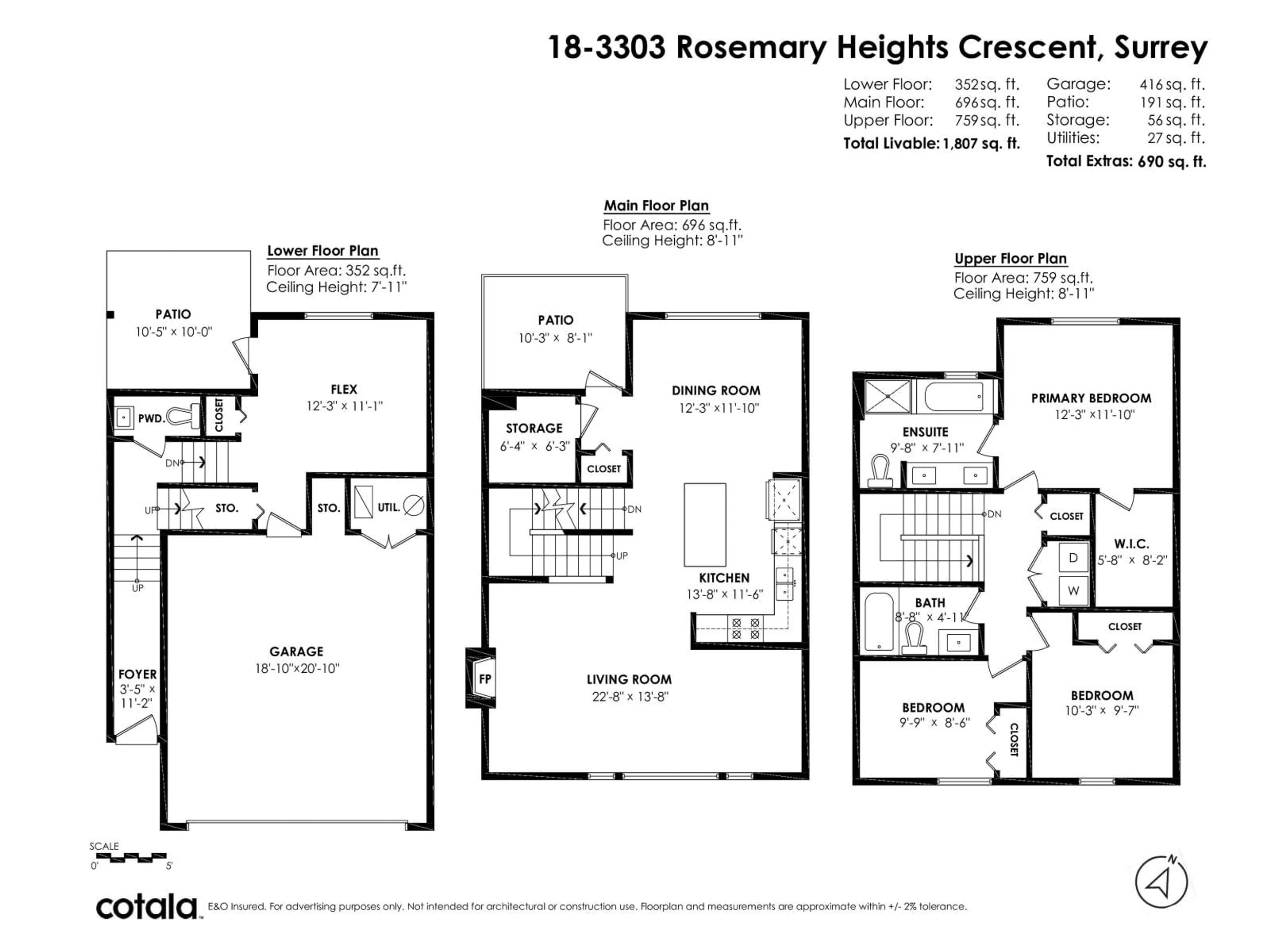 Floor plan for 18 - 3303 ROSEMARY HEIGHTS, Surrey British Columbia V3Z0K7
