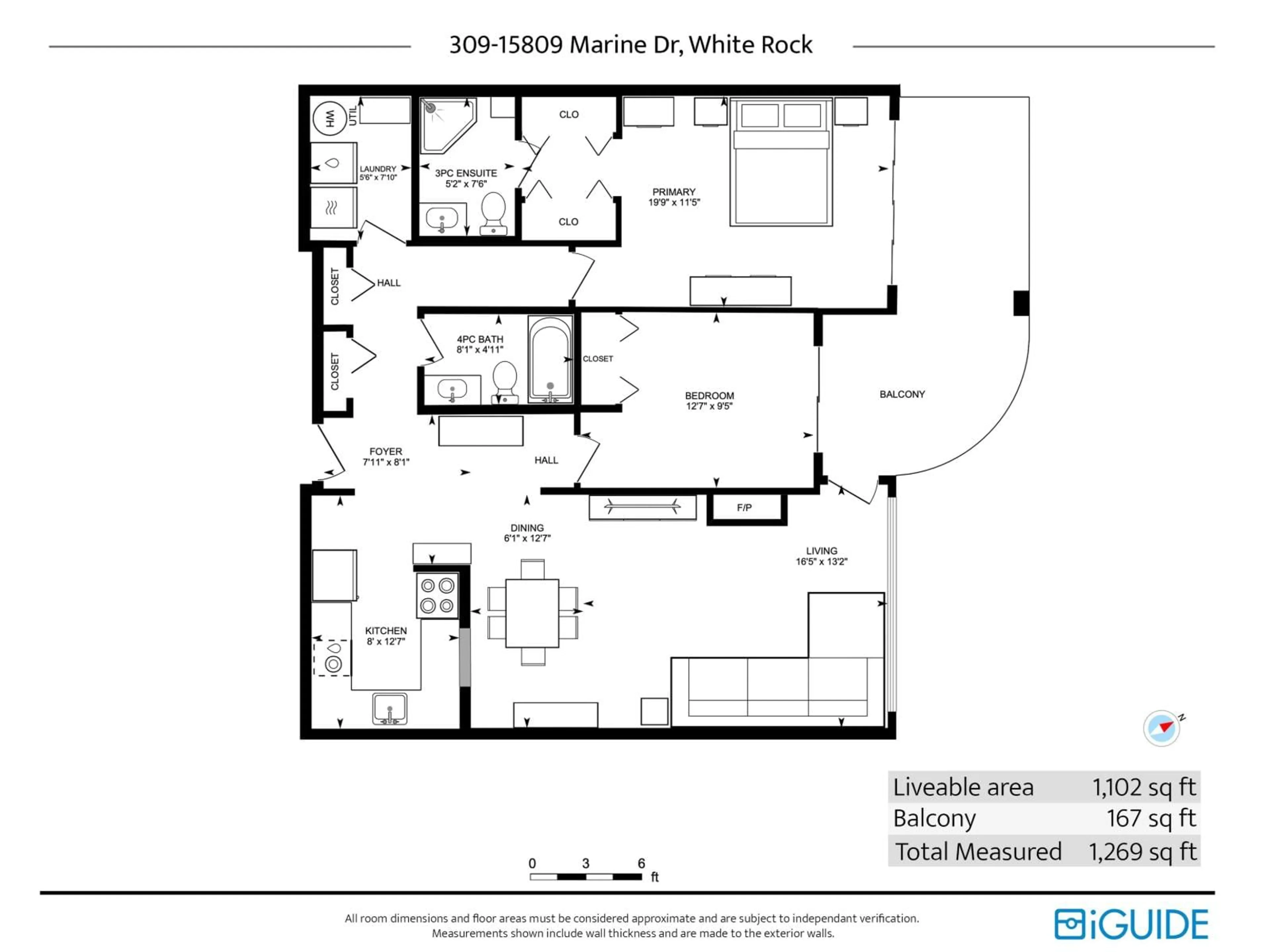 Floor plan for 309 - 15809 MARINE, White Rock British Columbia V4B1E7