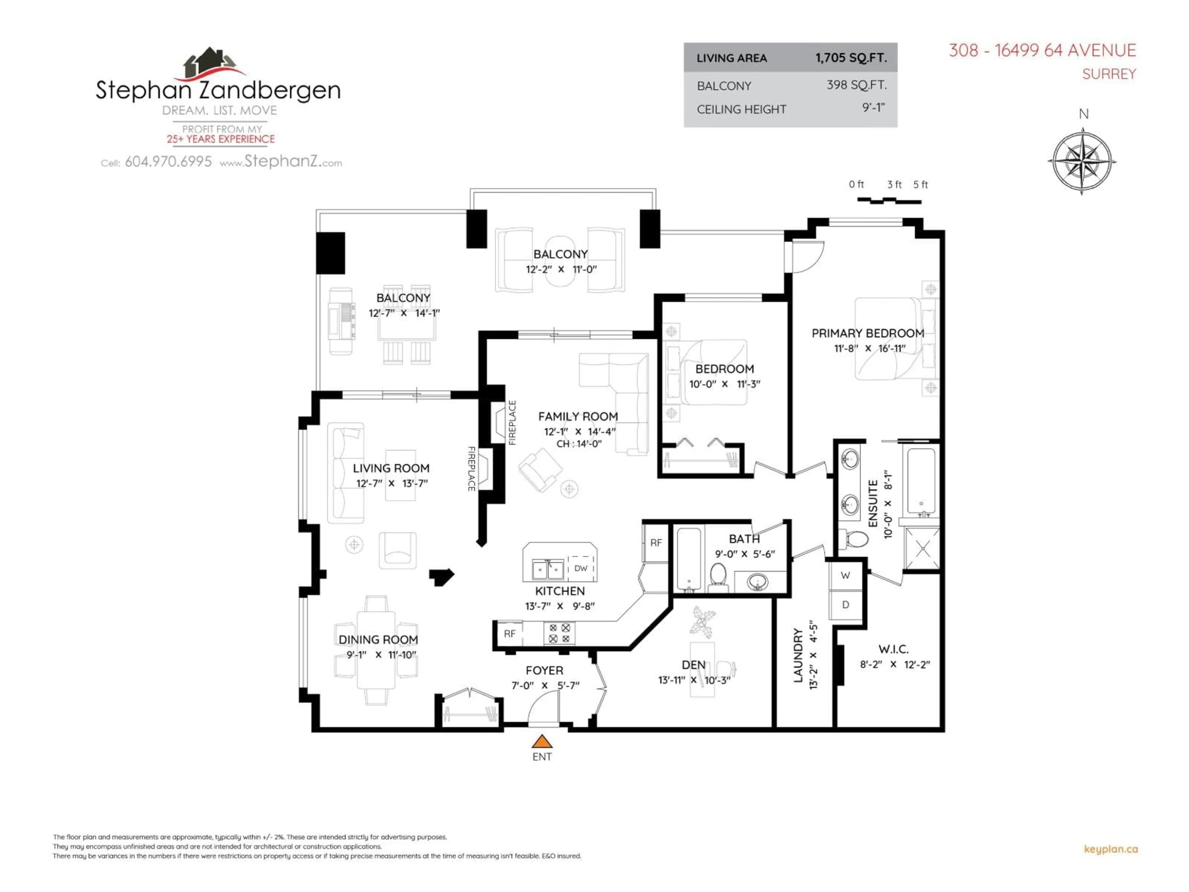 Floor plan for 308 - 16499 64, Surrey British Columbia V3S6V7