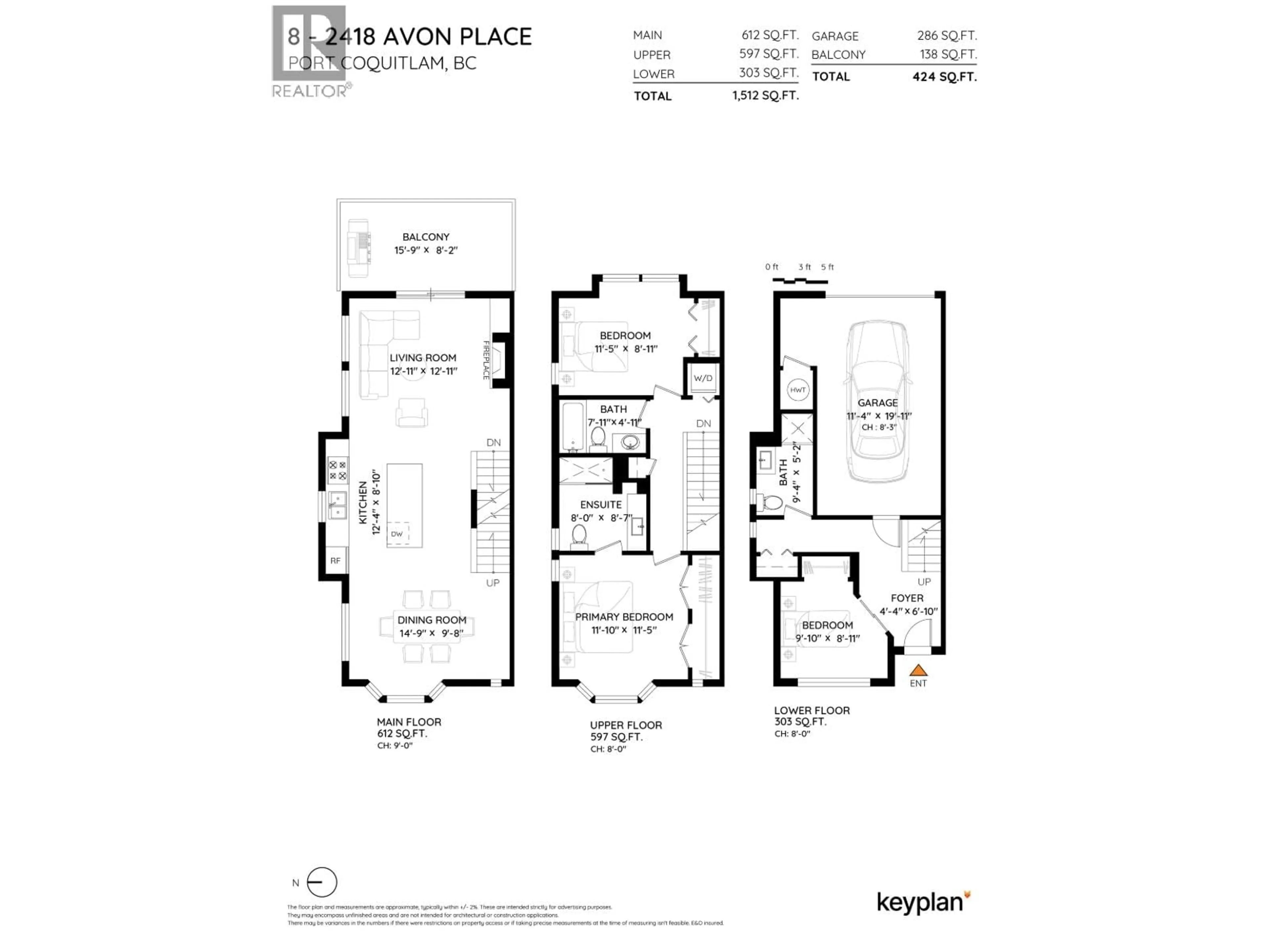 Floor plan for 8 - 2418 AVON PLACE, Port Coquitlam British Columbia V3B0C7